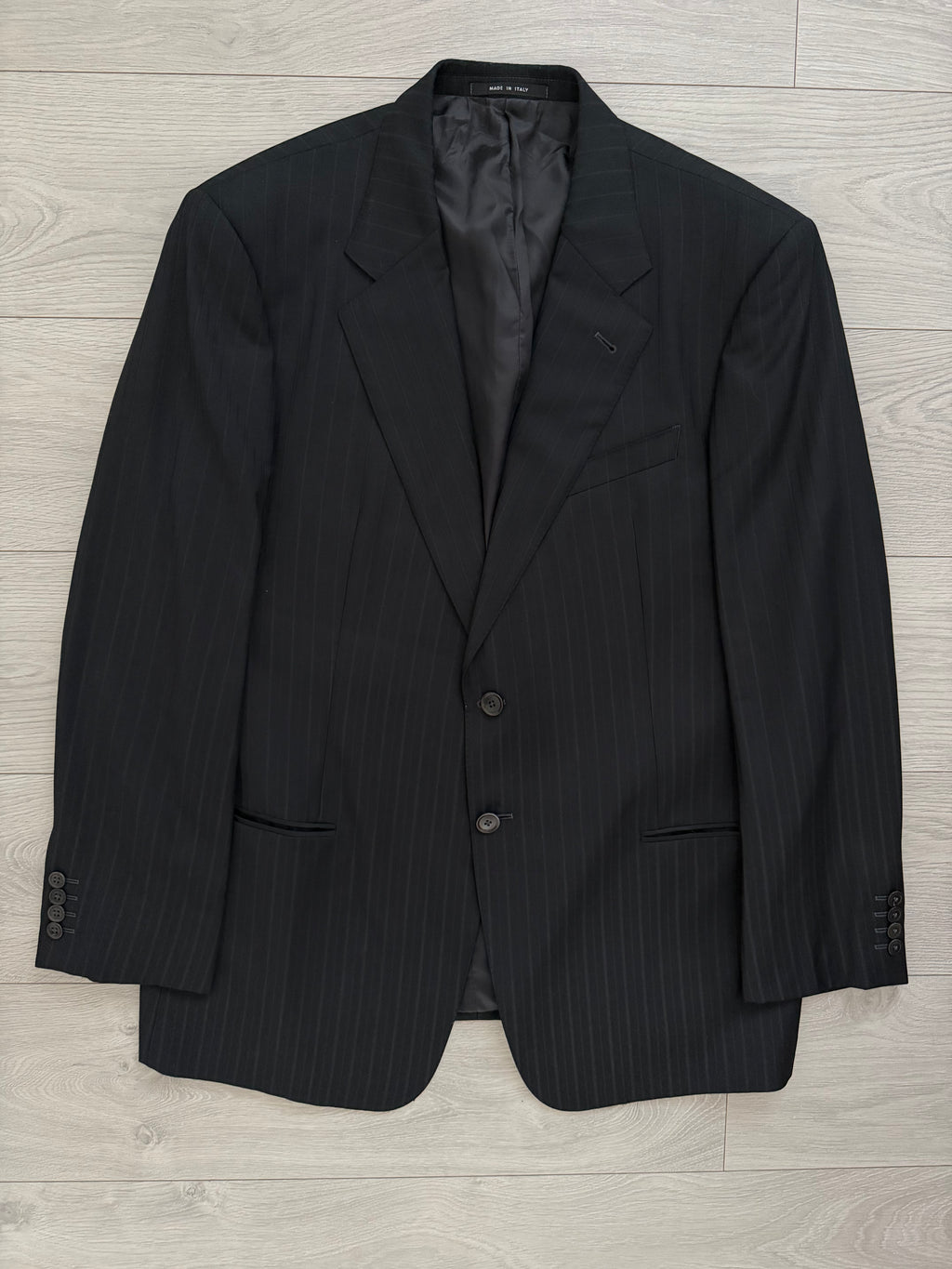 Armani 1990s 2B Striped Pleated Wool Suit - Size XXL Jacket / 38" Waist