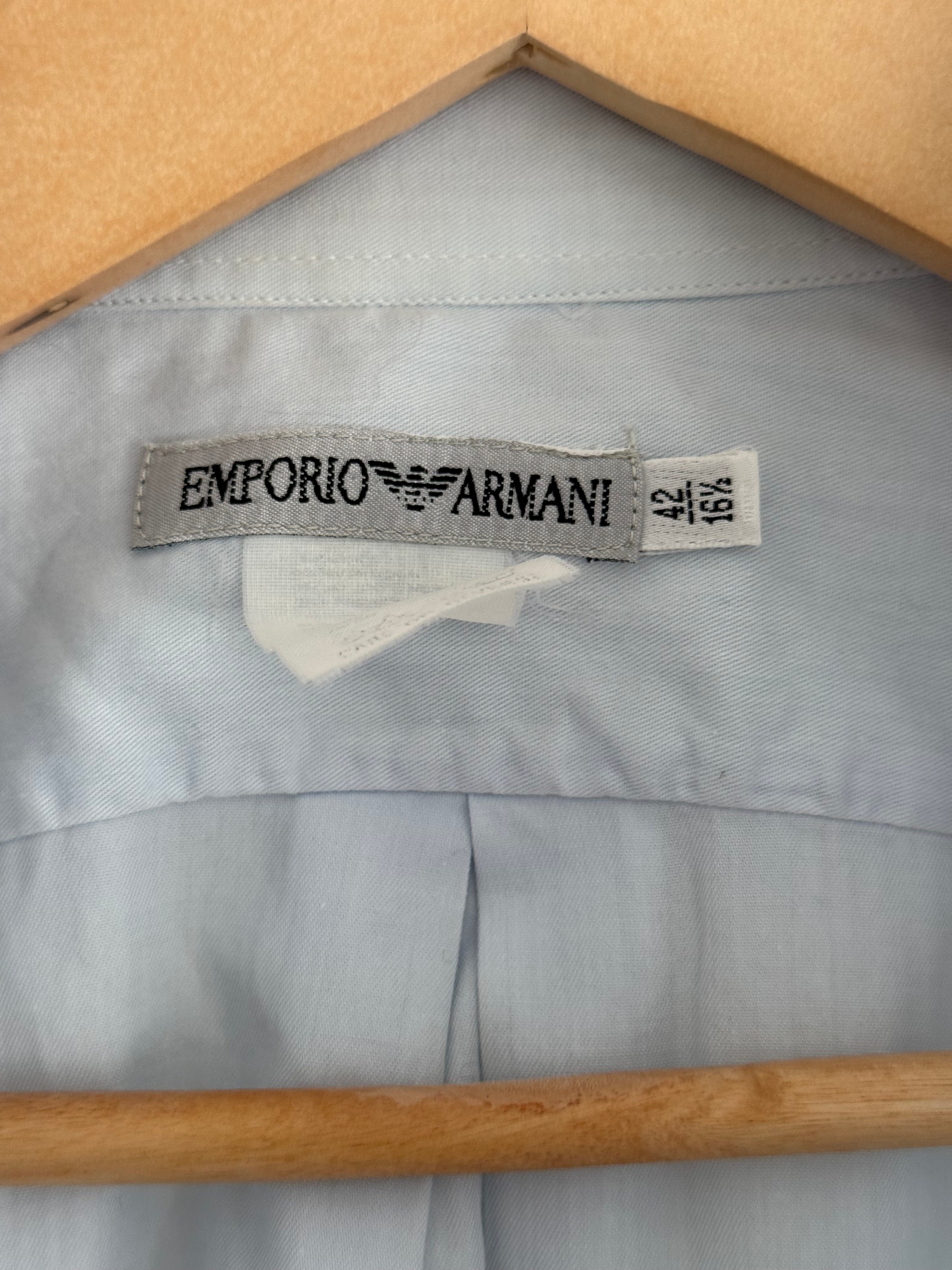 Emporio Armani 1990s Blue Cotton Shirt - Size L