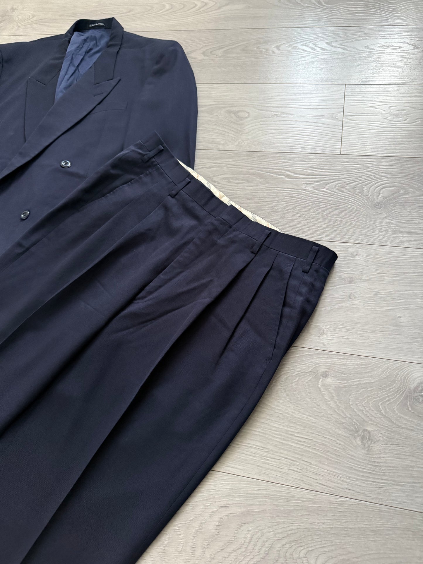 Yves Saint Laurent 1990s Double-Breasted Pleated Wool Suit - Size L Jacket / 34" Waist