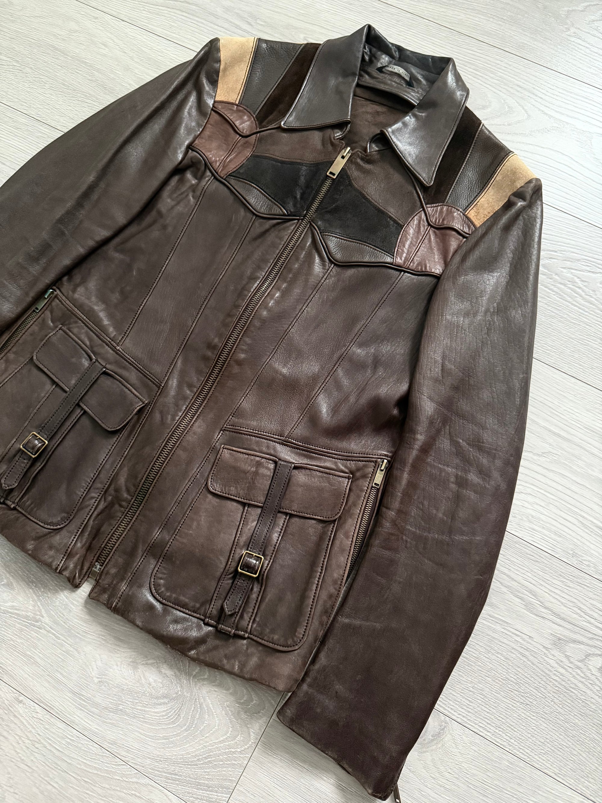 Gucci by Tom Ford SS2004 Western Leather Patchwork Jacket - Size M