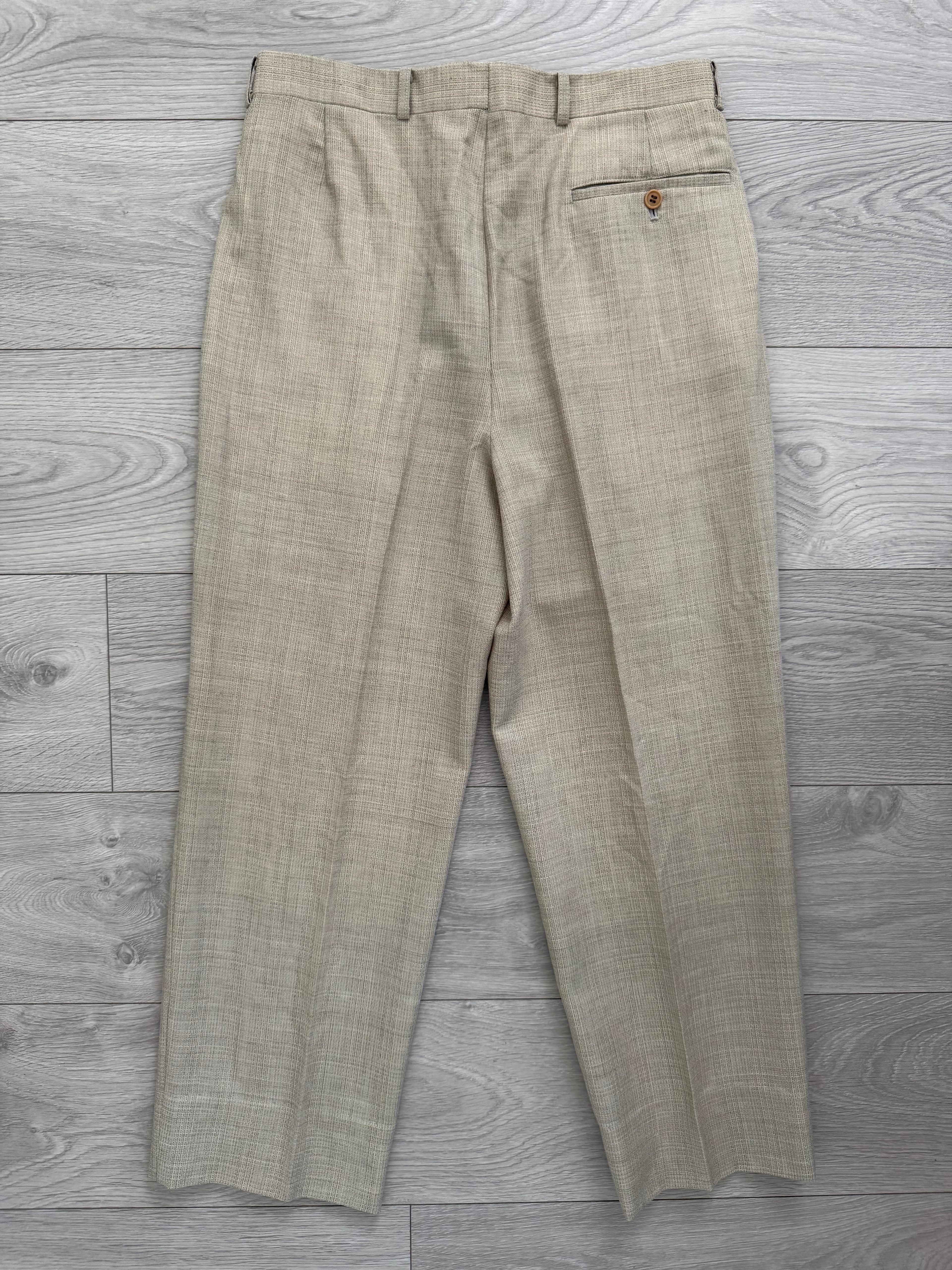 Paul Smith 1990s 2B Wool Silk Ecru Pleated Suit - Size S Jacket / 31" Waist
