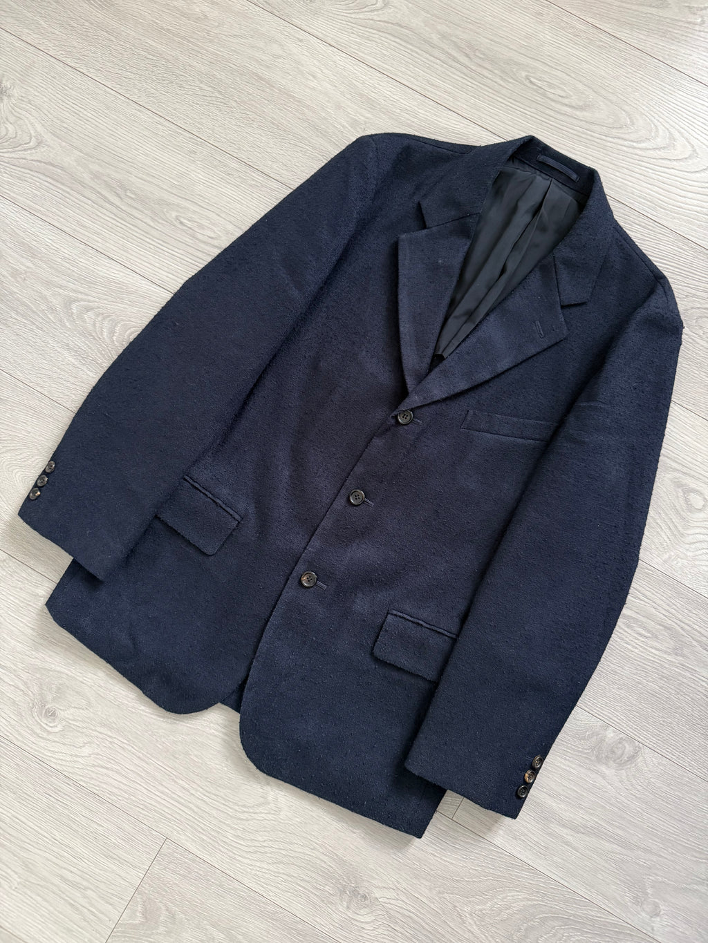 Comme Des Garcons Homme Plus SS1998 Structured Poly 'Pilled' Blue Suit - Size M Jacket / 32" Waist