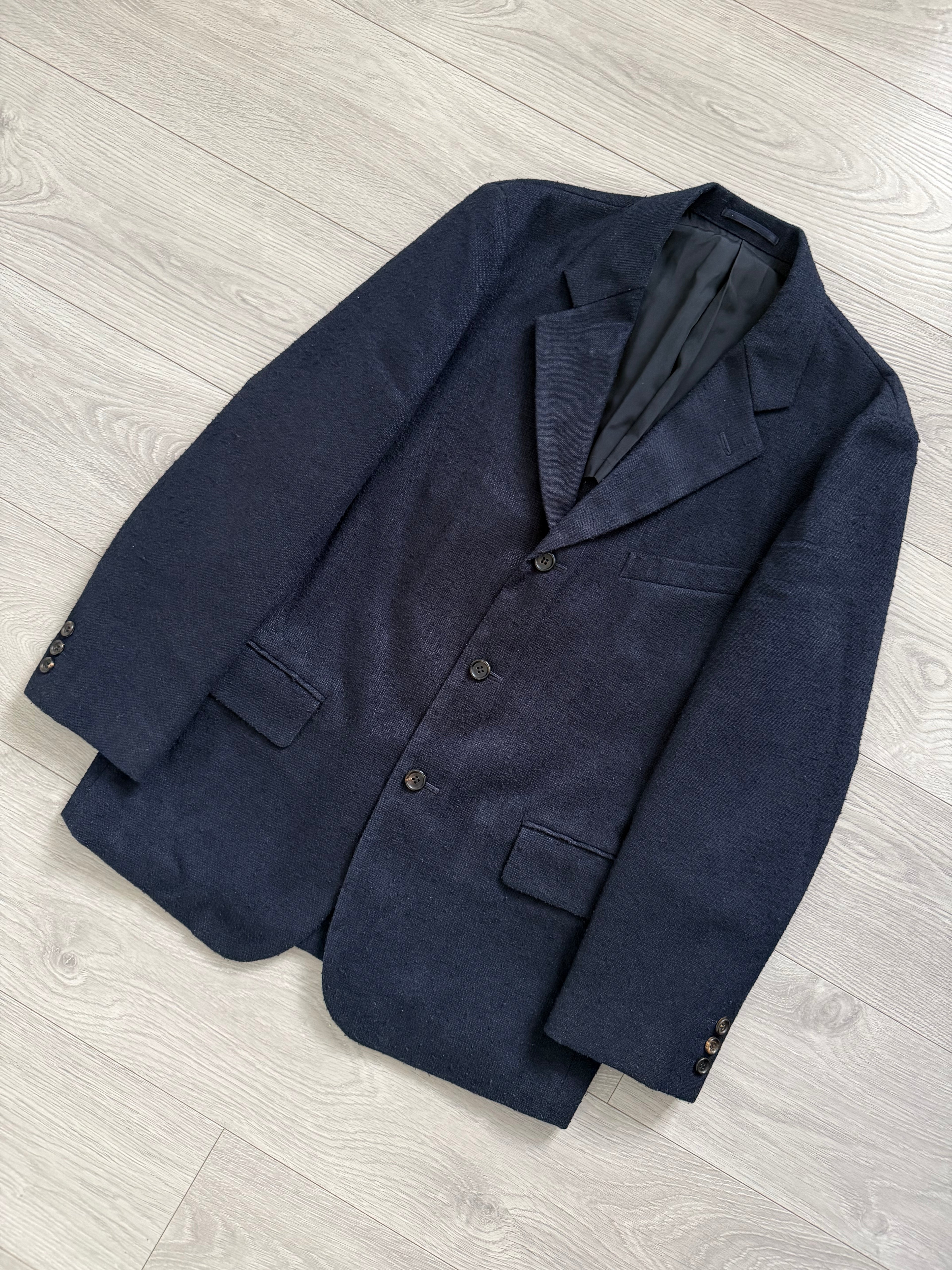 Comme Des Garcons Homme Plus SS1998 Structured Poly 'Pilled' Blue Suit - Size M Jacket / 32" Waist