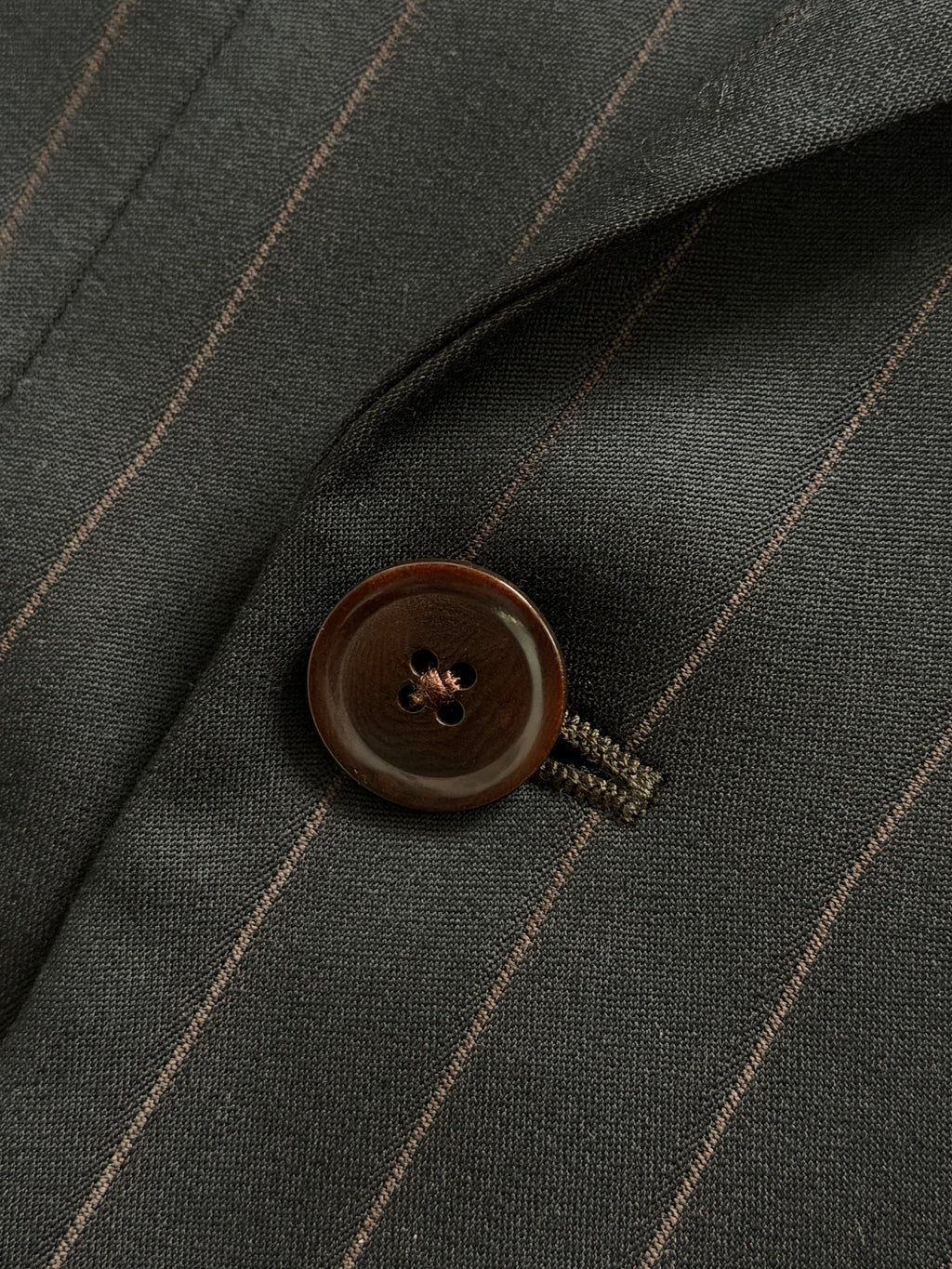Armani 1990s Peaked Lapel Double Breasted Pleated Wool Suit Espresso Black - Size M Jacket / 32" Waist
