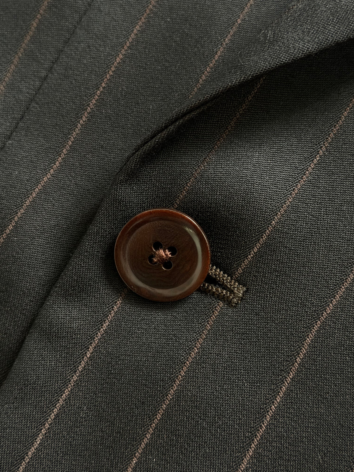 Armani 1990s Peaked Lapel Double Breasted Pleated Wool Suit Espresso Black - Size M Jacket / 32" Waist