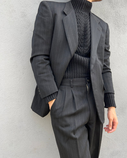 Comme Des Garcons Homme AW1988 Wool Striped Pleated Suit - M Jacket / 31" Waist Trousers