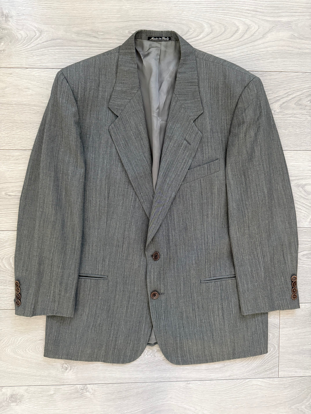 Valentino 1980s 2B Heathered Grey Wool Sports Blazer Jacket - Size L