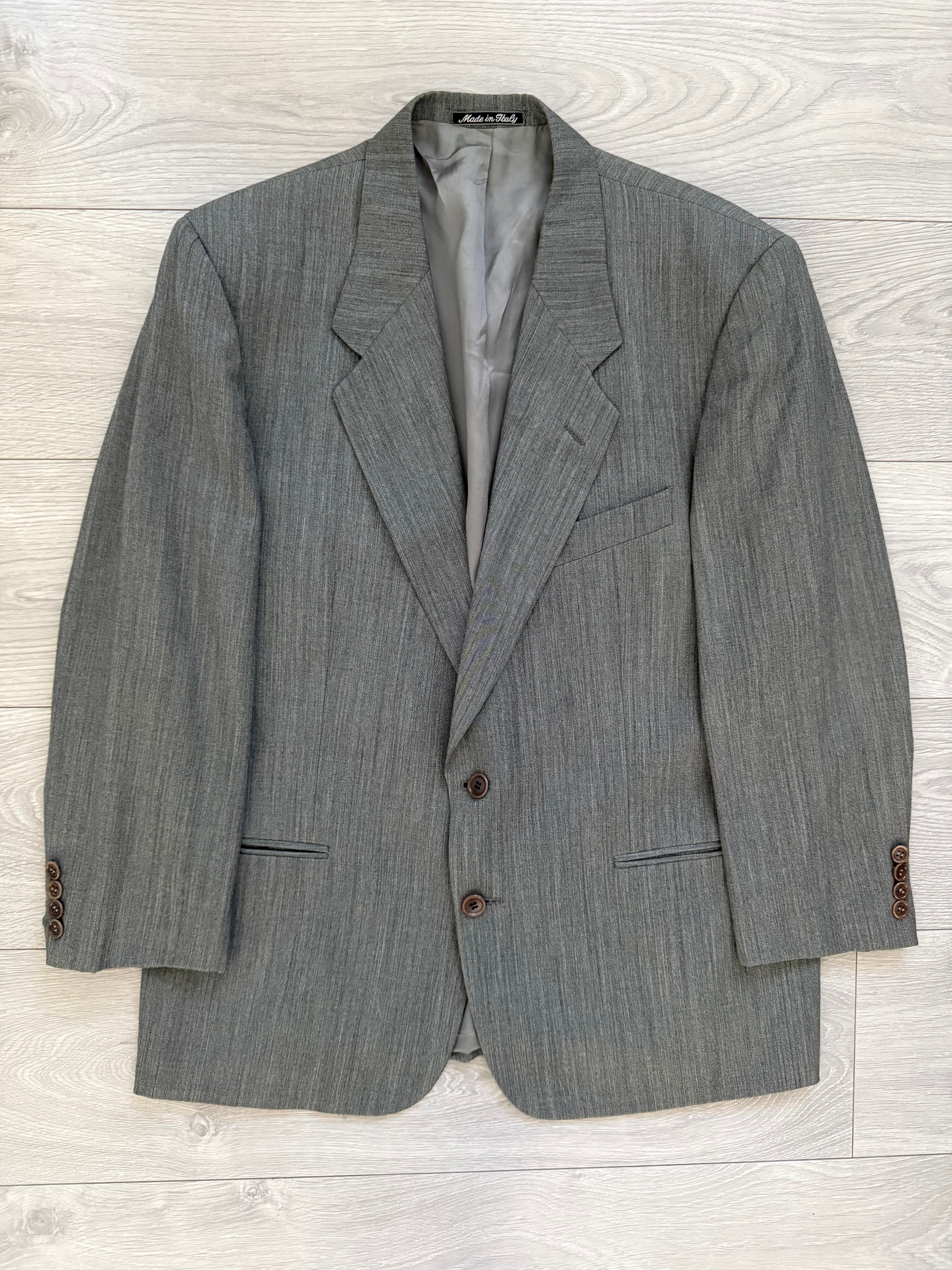 Valentino 1980s 2B Heathered Grey Wool Sports Blazer Jacket - Size L