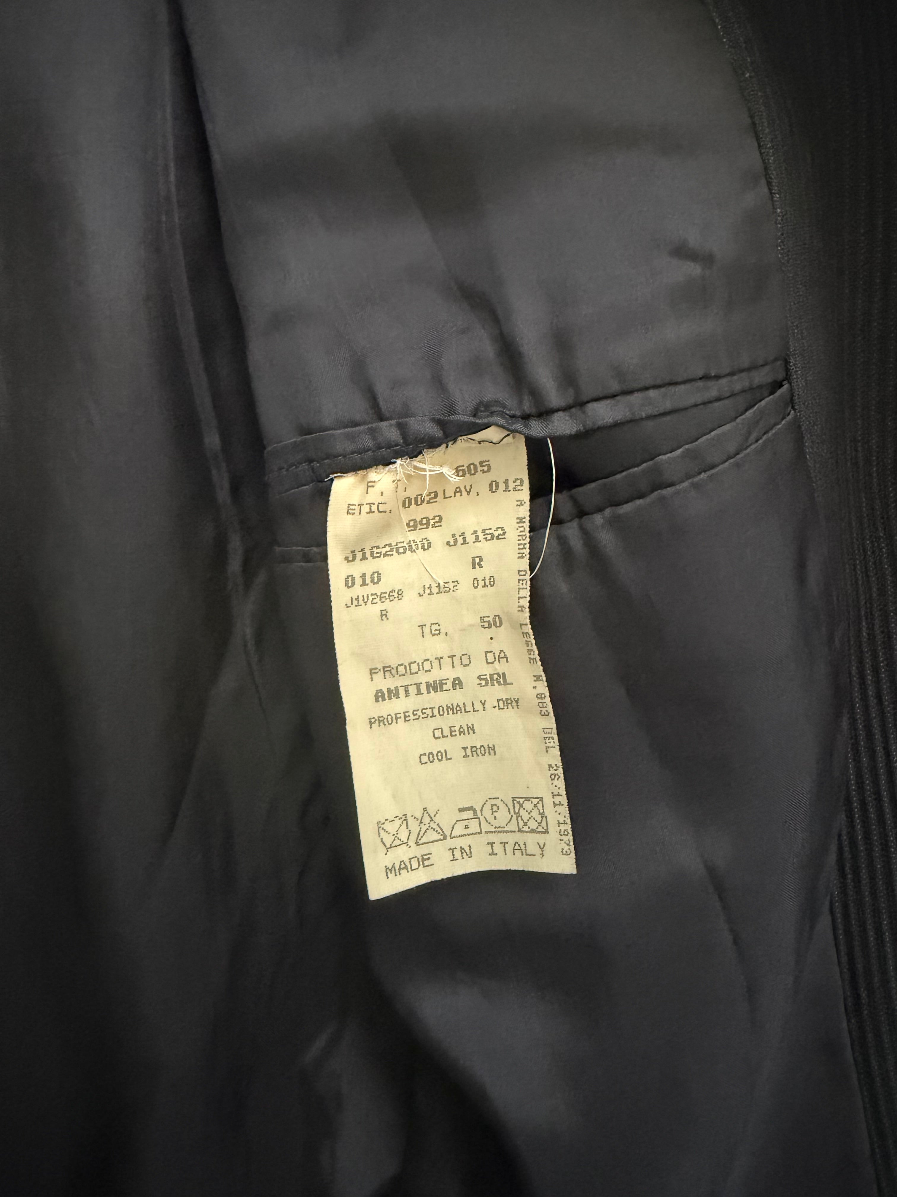 Emporio Armani 1990s 3B Double Pleat Ribbed Weave Draped Wool Suit - Size L Jacket / 34" Waist