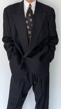 Hugo Boss 1990s Super 110s Tuxedo Double Breasted Pleated Wool Suit - Size XXL Jacket / 38" Waist