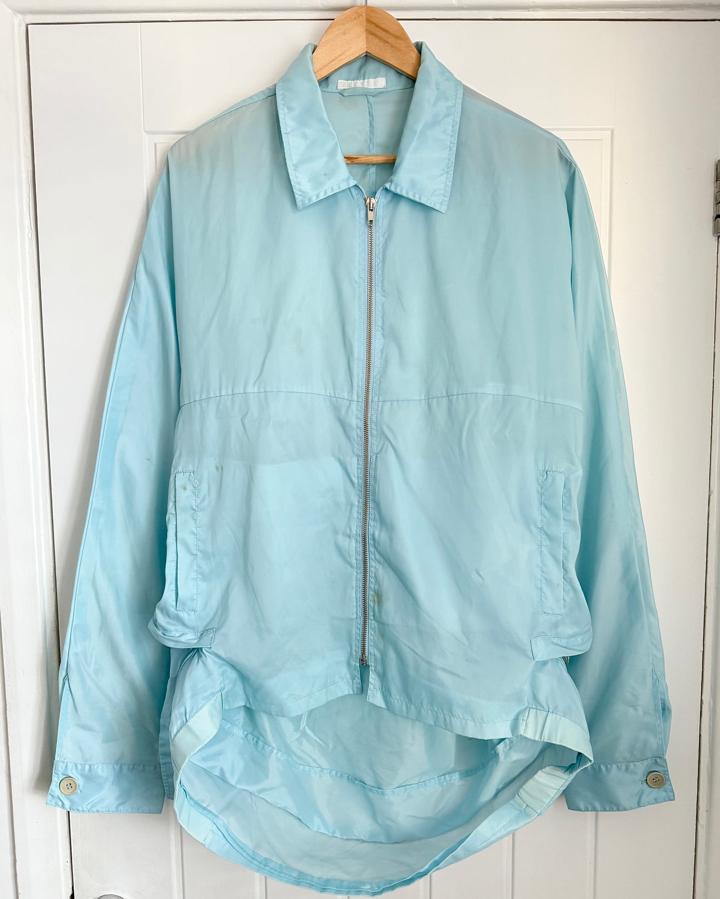 Helmut Lang SS1998 Silk Nylon Blue Cummerbund Packable Jacket - Size L