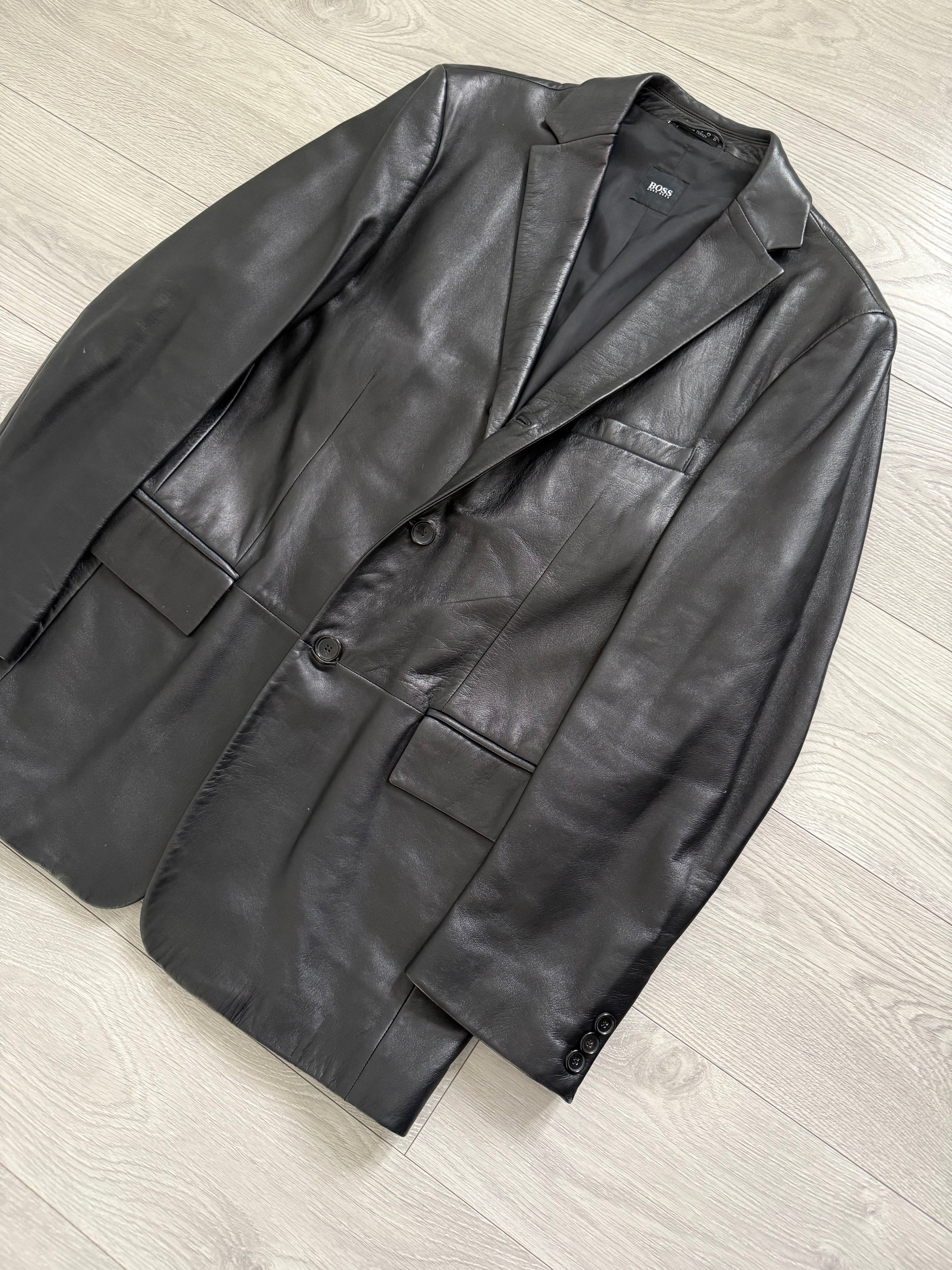 Hugo Boss 1990s Leather Jacket - Size XL