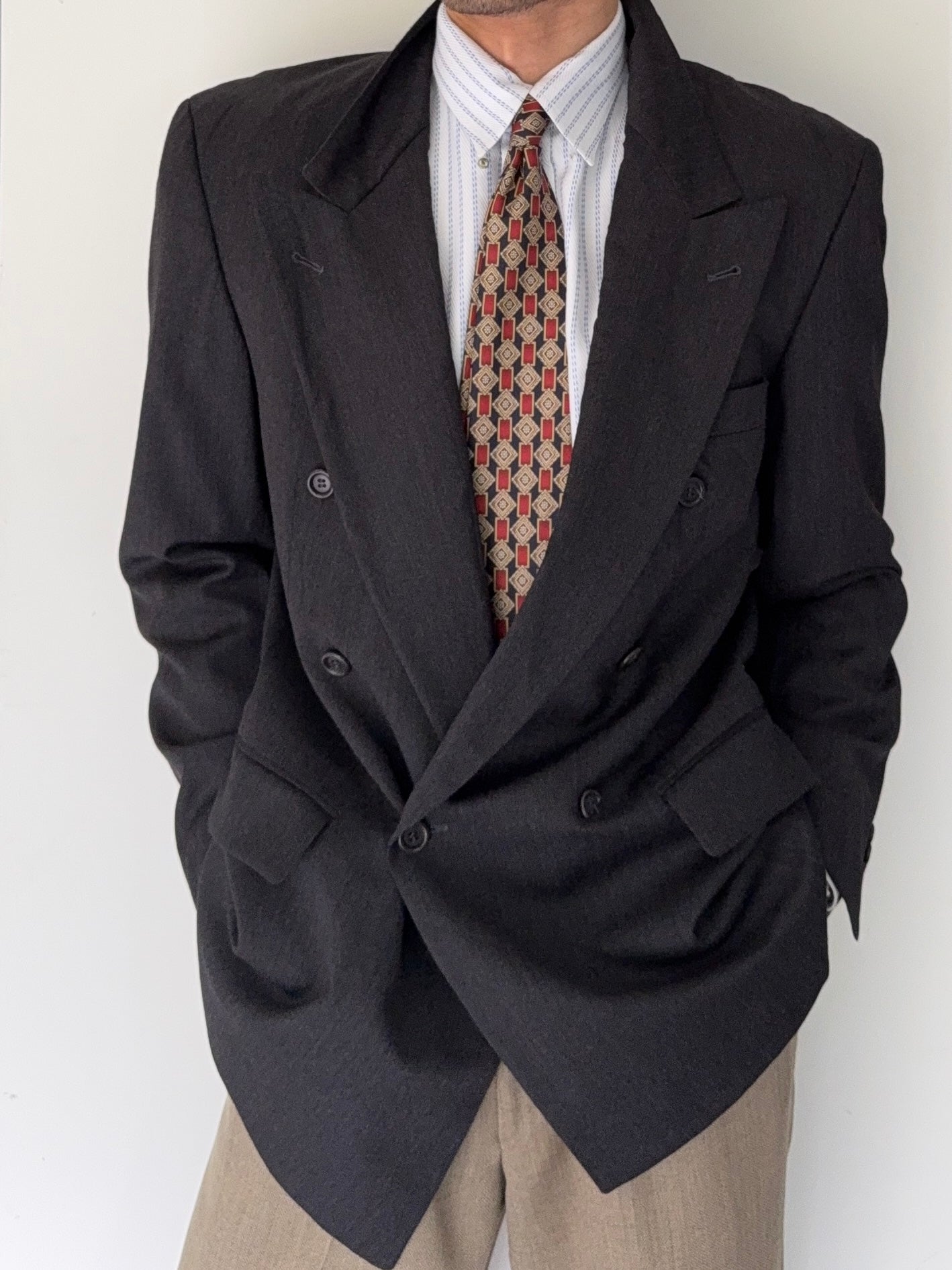 Hugo Boss 1980s 'Al Capone' Double Breasted Peaked Lapel Sports Jacket Blazer - Size S