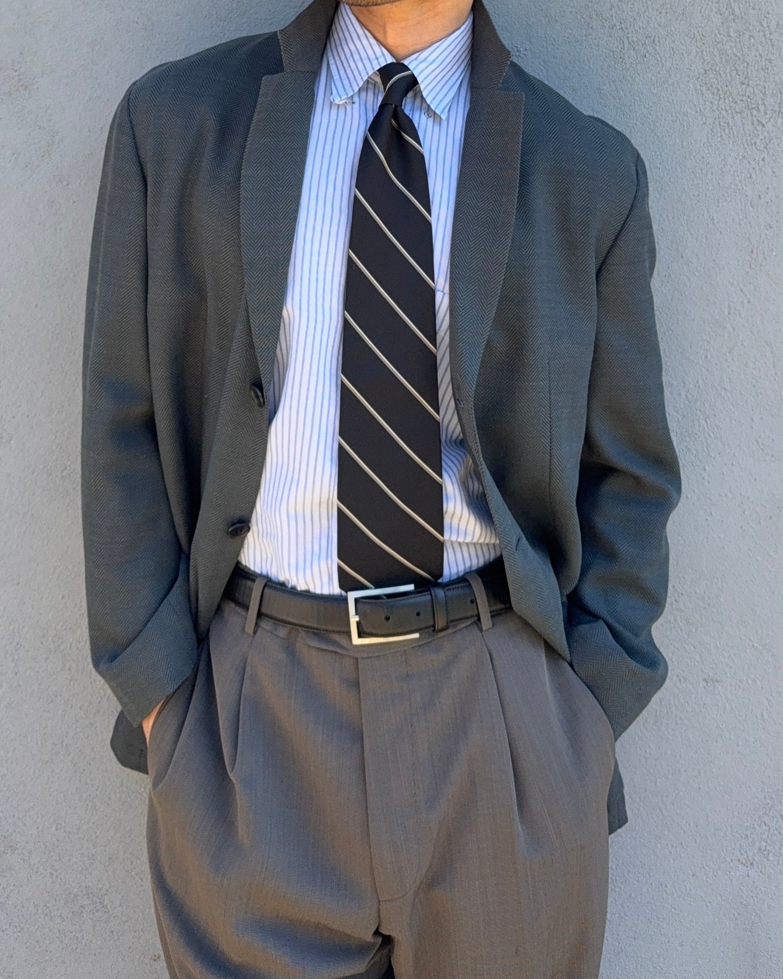 Hugo Boss 1990s Unstructured Herringbone Wool 'Gamma' Jacket - Size XL
