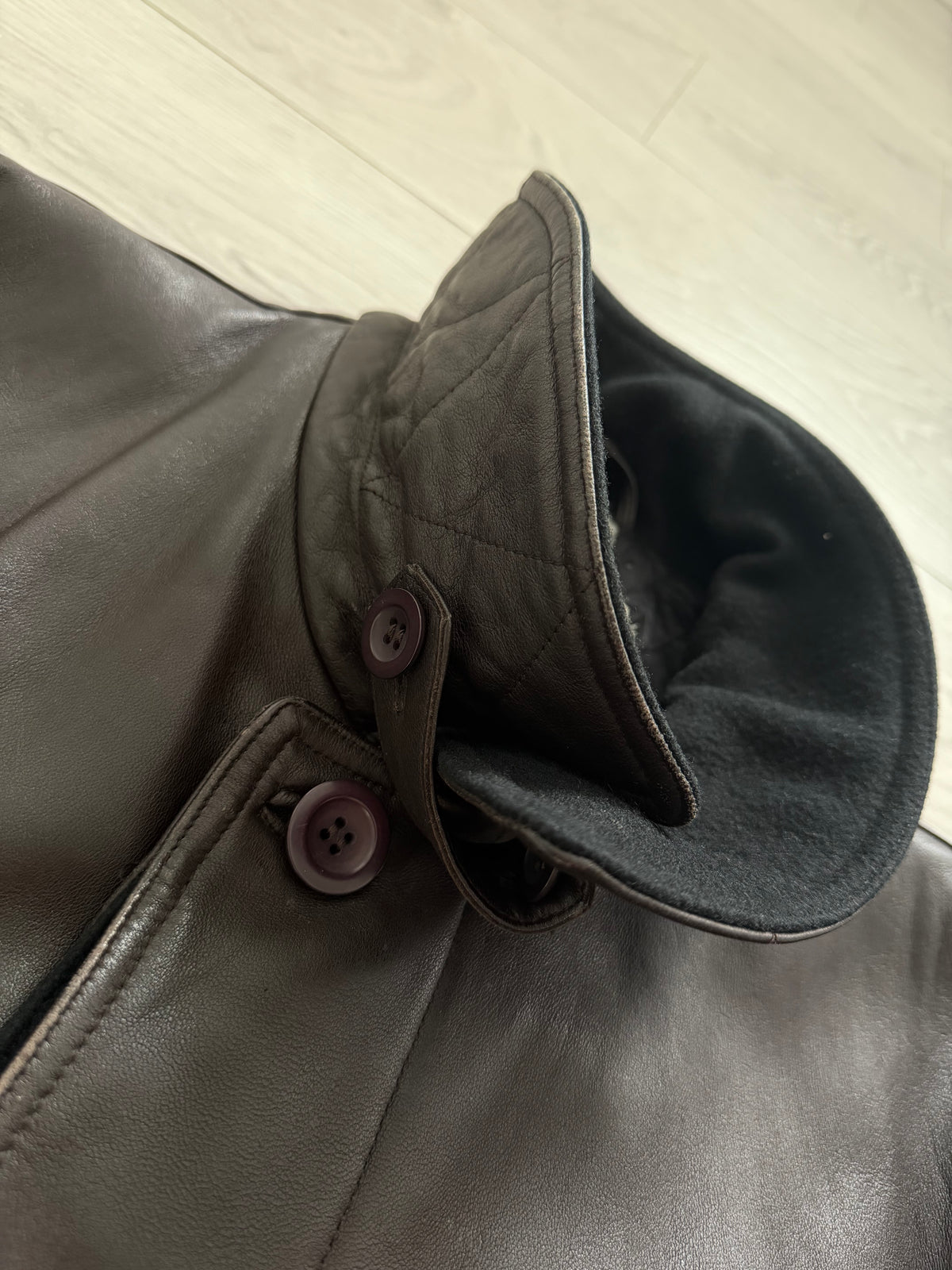 Emporio Armani 1990s Quilt Lined Brown Leather Jacket - Size XL