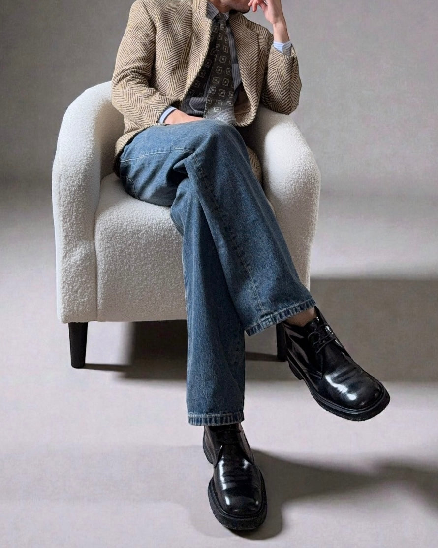 Prada 1999 Crepe Sole Square Toe Leather Chukka Boots - Size US9