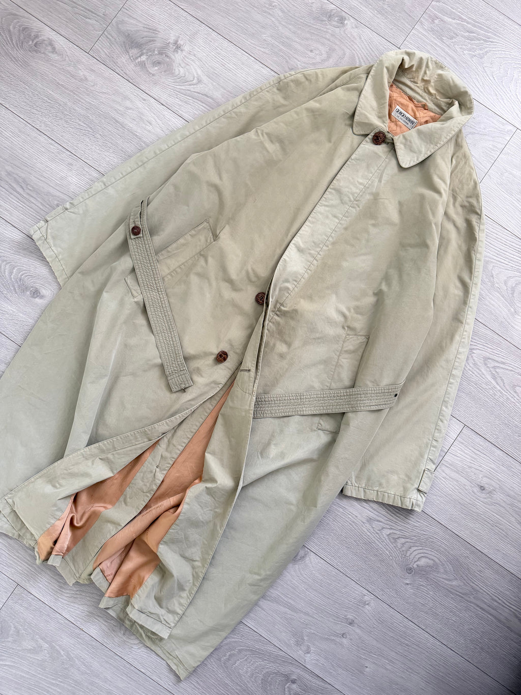 Giorgio Armani 1980s Cotton Belted Raincoat - Size L