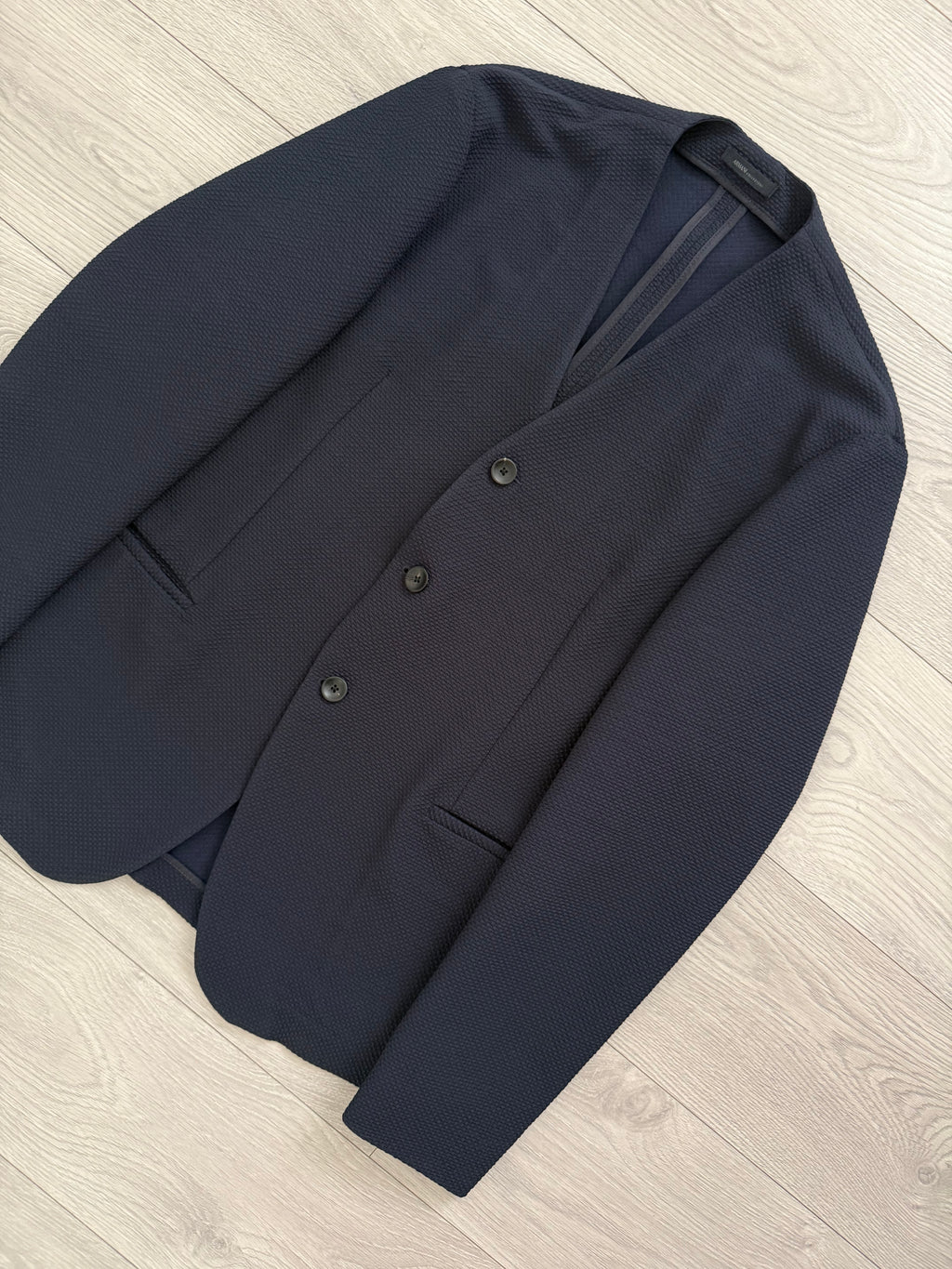 Armani 2000s Collarless Textured Sports Jacket Blazer - Size L