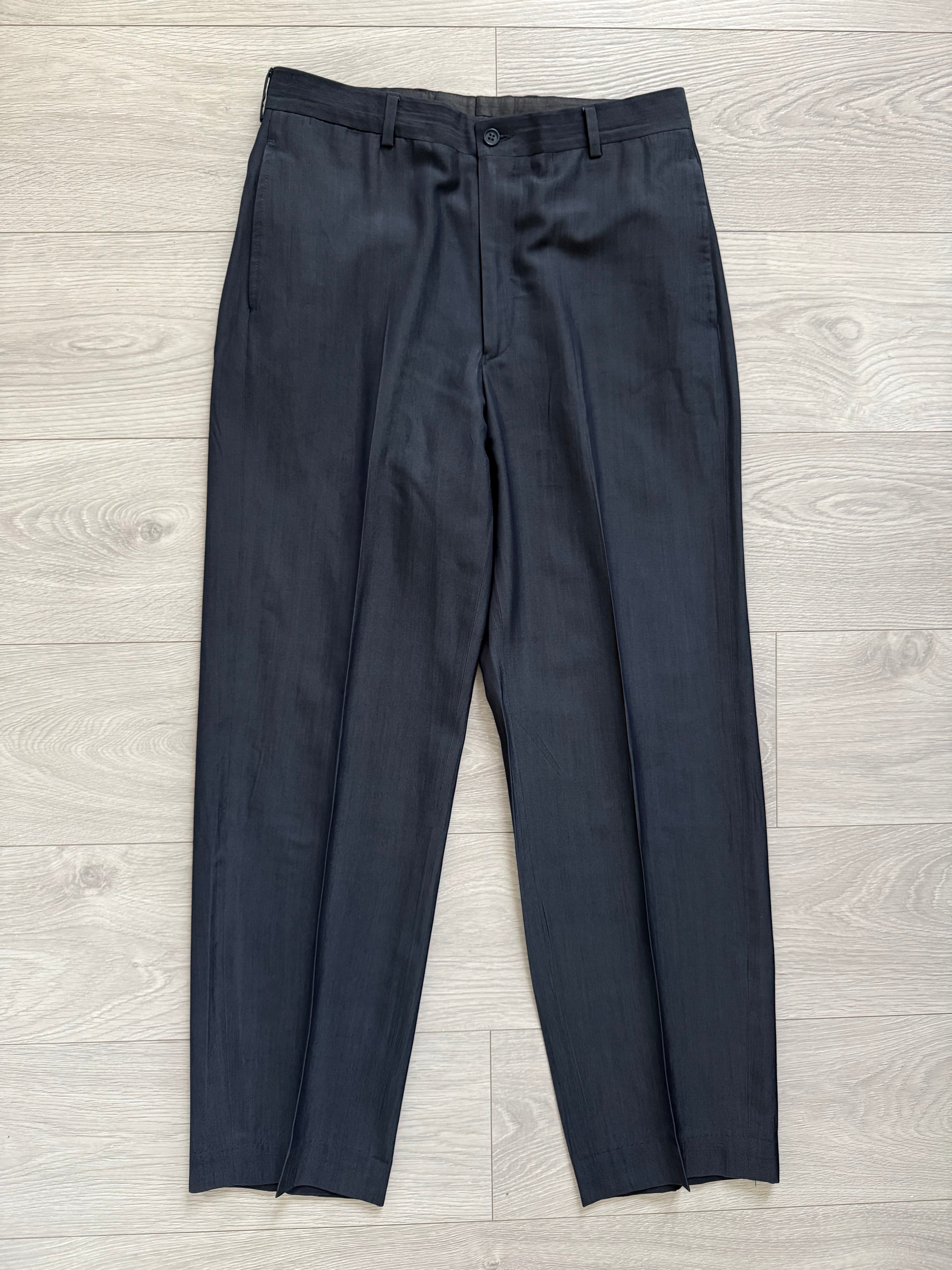 Emporio Armani 1990s 3B Wool Blend Draped Heathered Blue Suit - Size M Jacket / 32" Waist