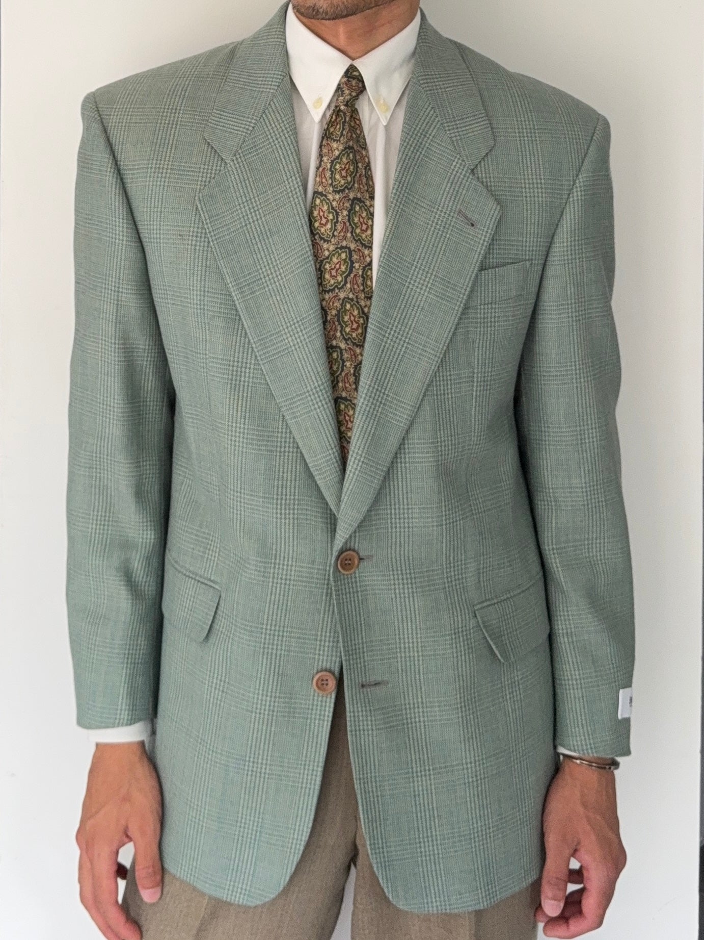 Hugo Boss 1980s 2B Teal Green Wool Sports Blazer Jacket - Size S