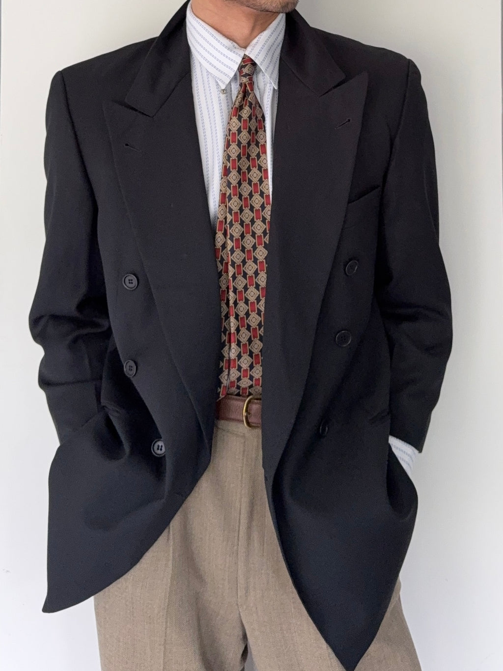Hugo Boss 1980s 'Zeus' Double Breasted Peaked Lapel Sports Jacket Blazer - Size S