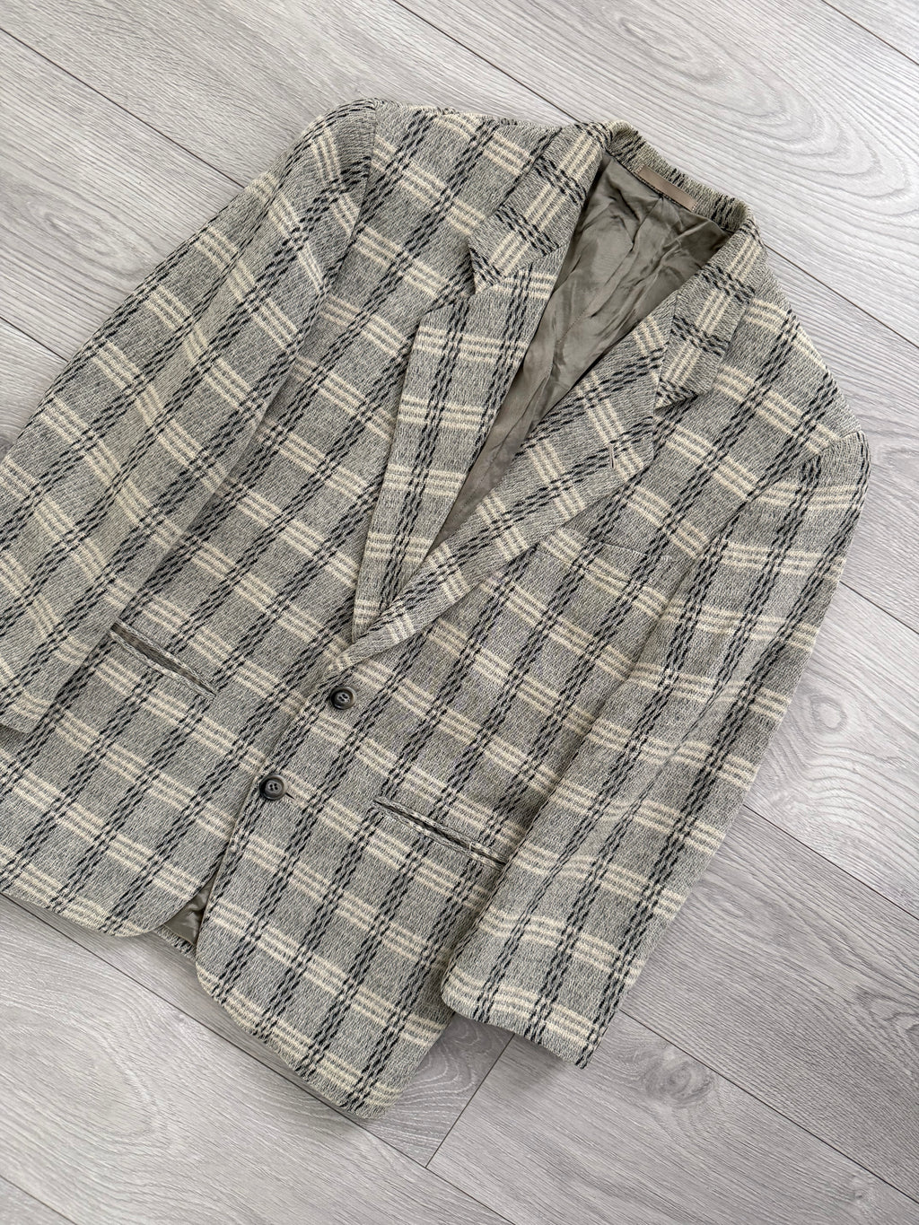 Emporio Armani 1980s 2B Textured Wool Check Sports Jacket Blazer - Size S
