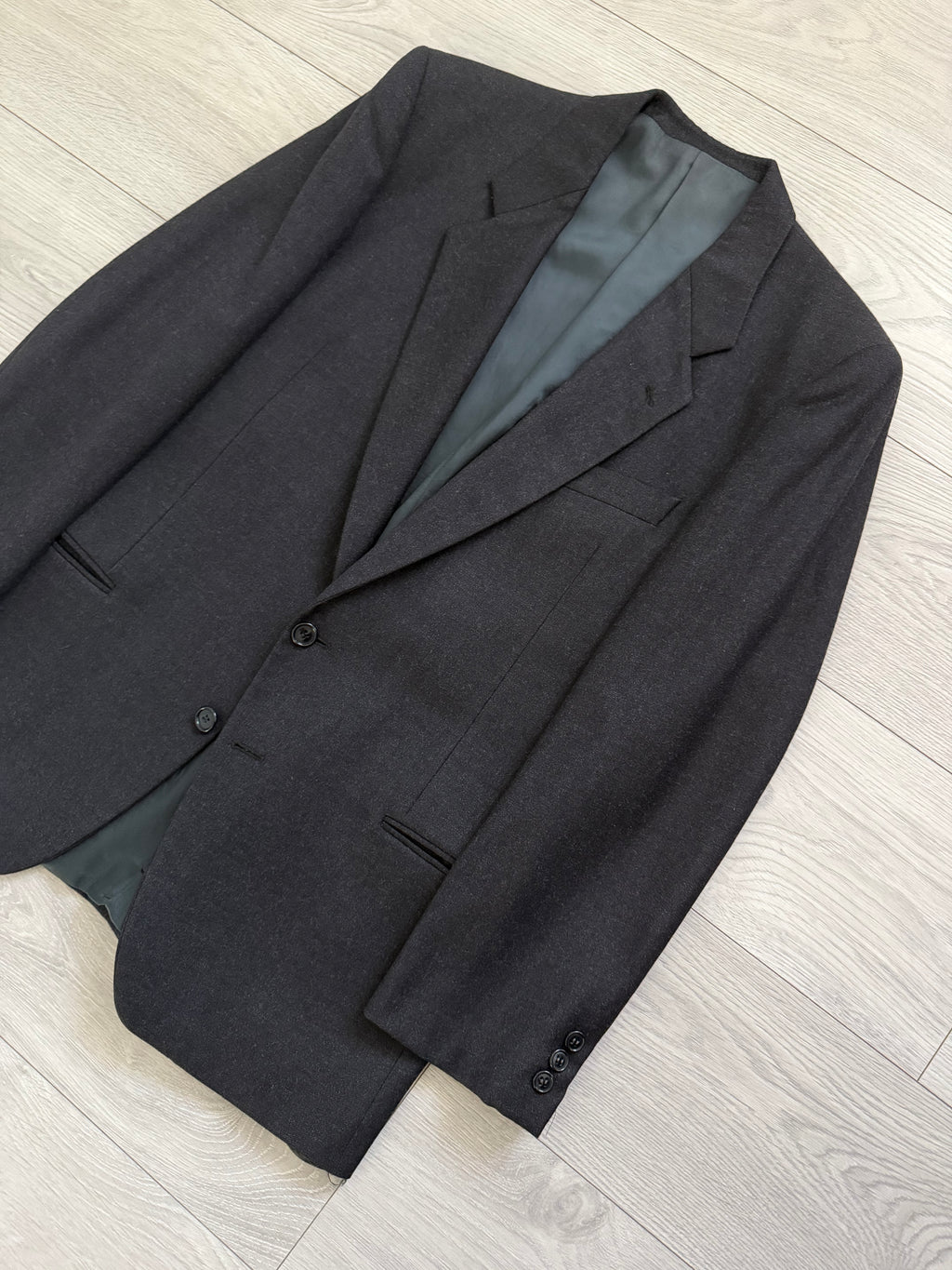Giorgio Armani Mainline 1980s 2B Double Pleat Wool Charcoal Grey Suit - Size S Jacket / 30" Waist