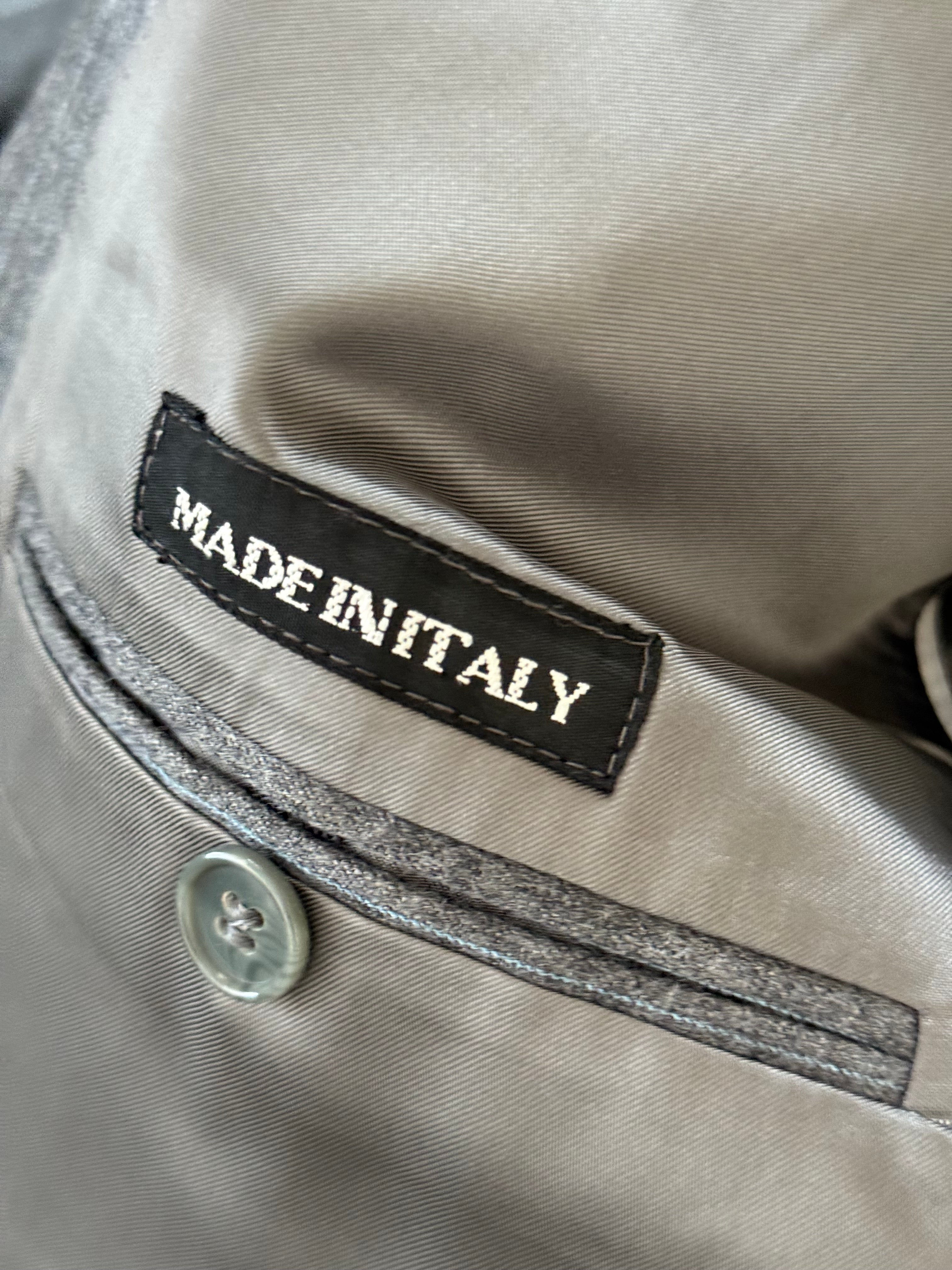 Vintage 1980s Double Breasted Peaked Lapel Pleated Merino Wool Grey Suit & Armani Tie - Size S Jacket / 30" Waist