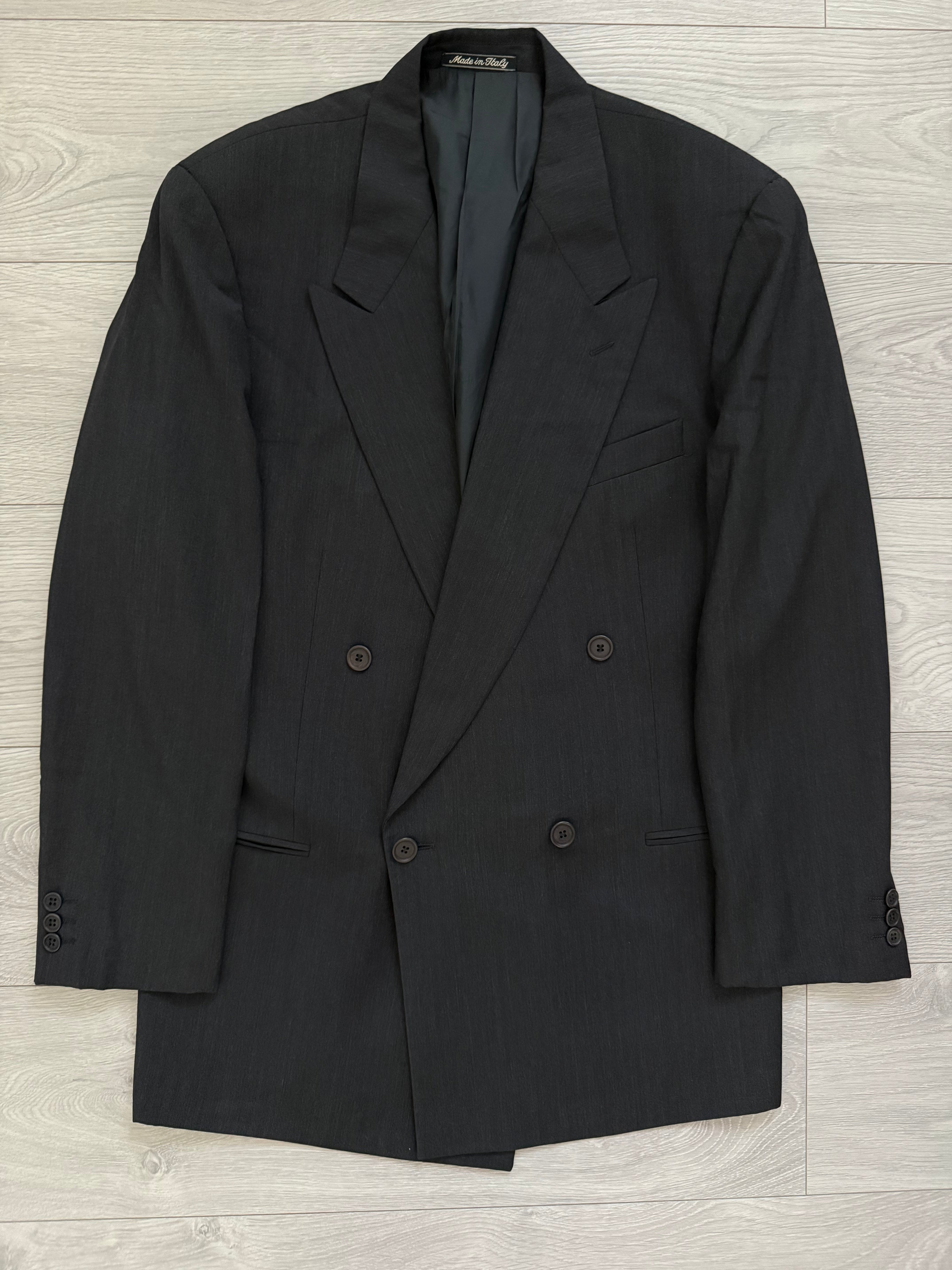 Giorgio Armani 1980s Grey Peaked Lapel Double Breasted Wool Sports