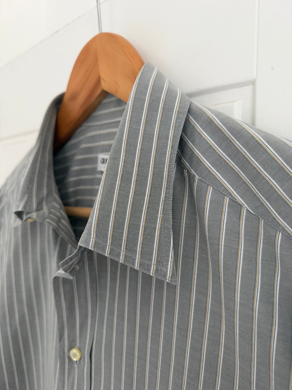 Giorgio Armani 1980s Multi Stripe Grey Cotton Shirt - Size M
