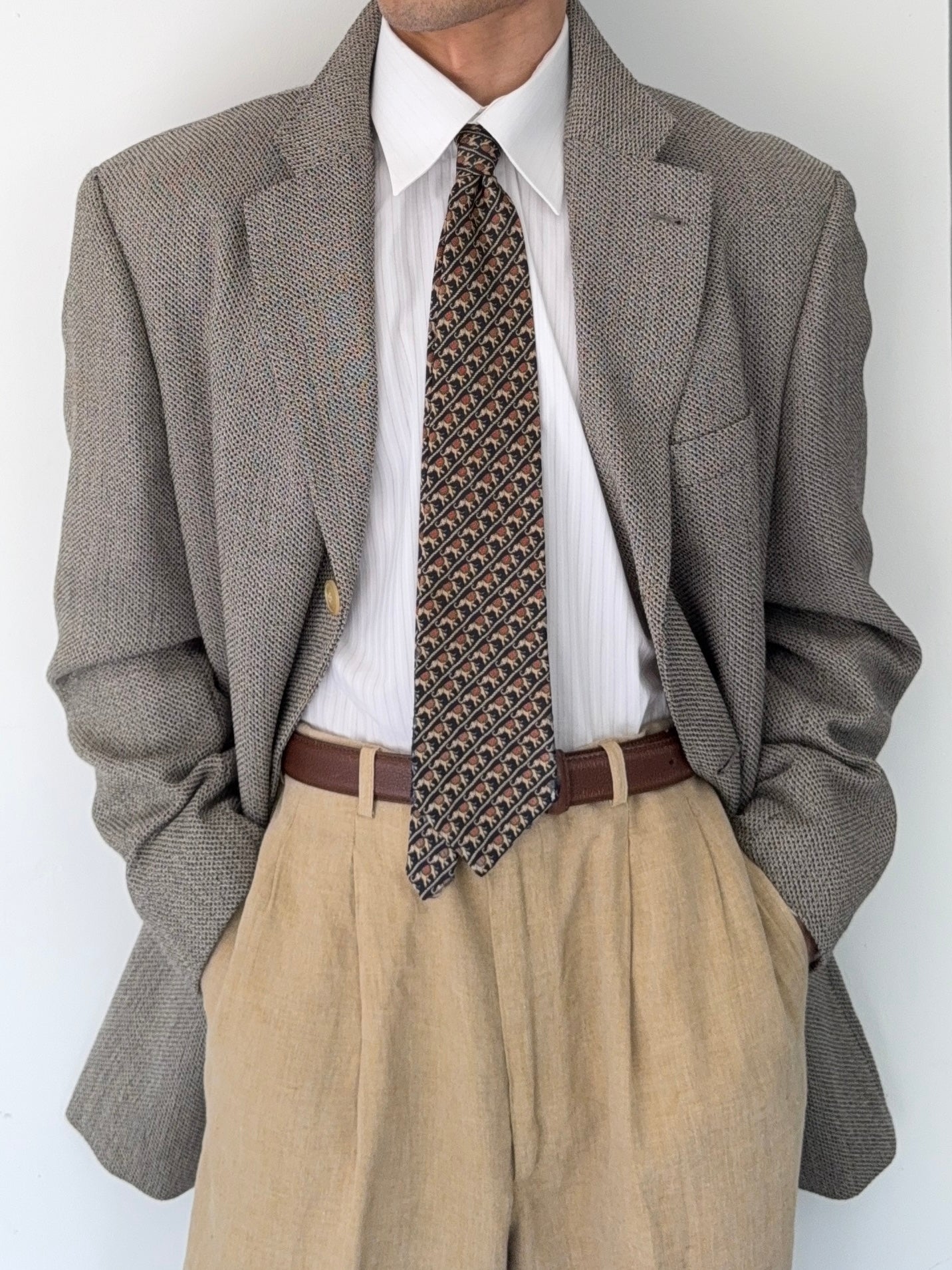 Hugo Boss 1990s 3B 'Mars' Textured Wool Sport Jacket Blazer - Size XXL