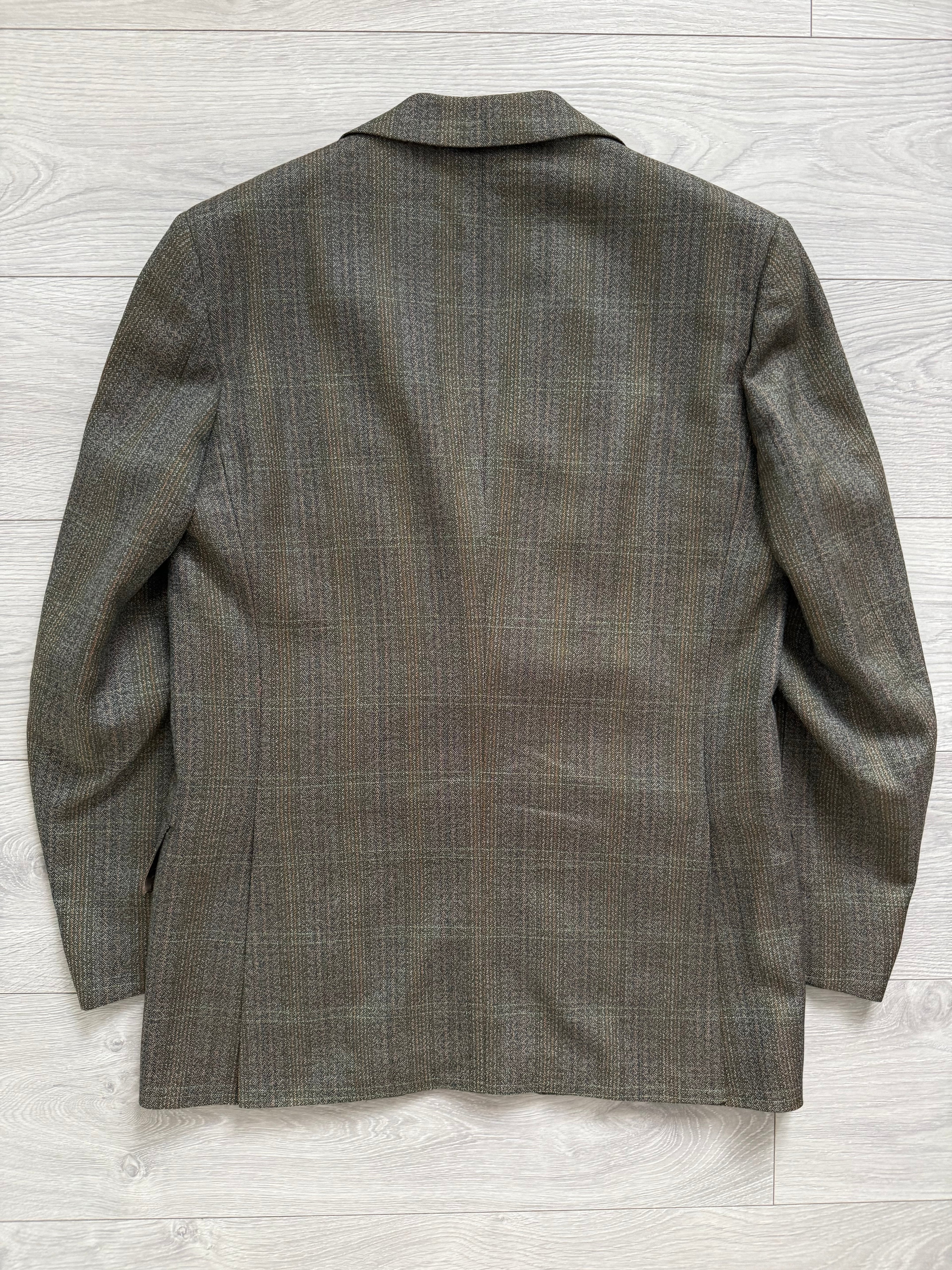 Vintage 1980s 2B Wool Textured Green Brown Suit - Size M Jacket / 32" Waist