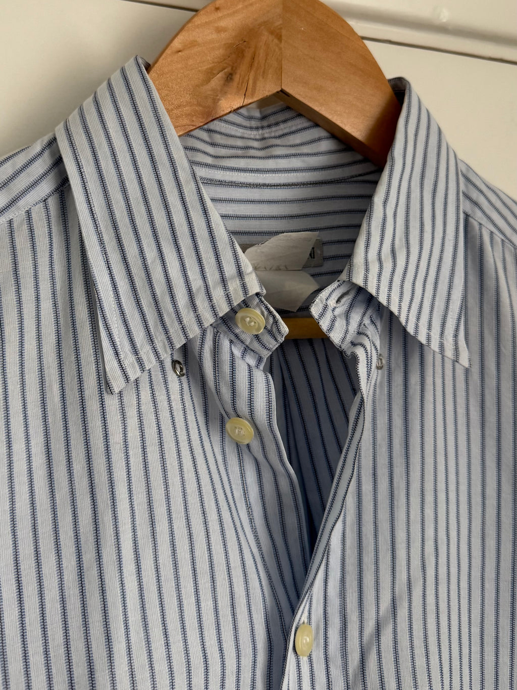 Emporio Armani 1990s Snap Collar Striped Shirt - Size S