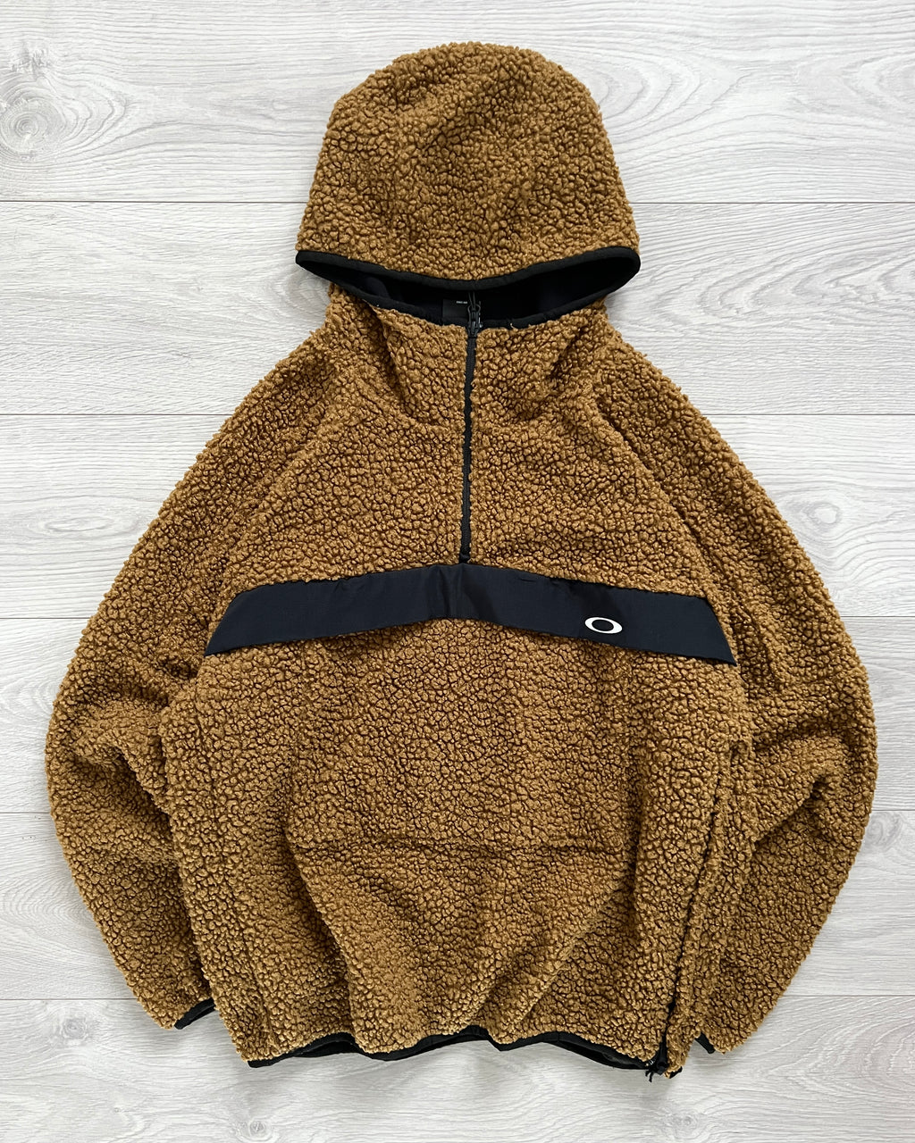 Oakley 1/4 Zip Brown Technical Boa Fleece Anorak - Size L