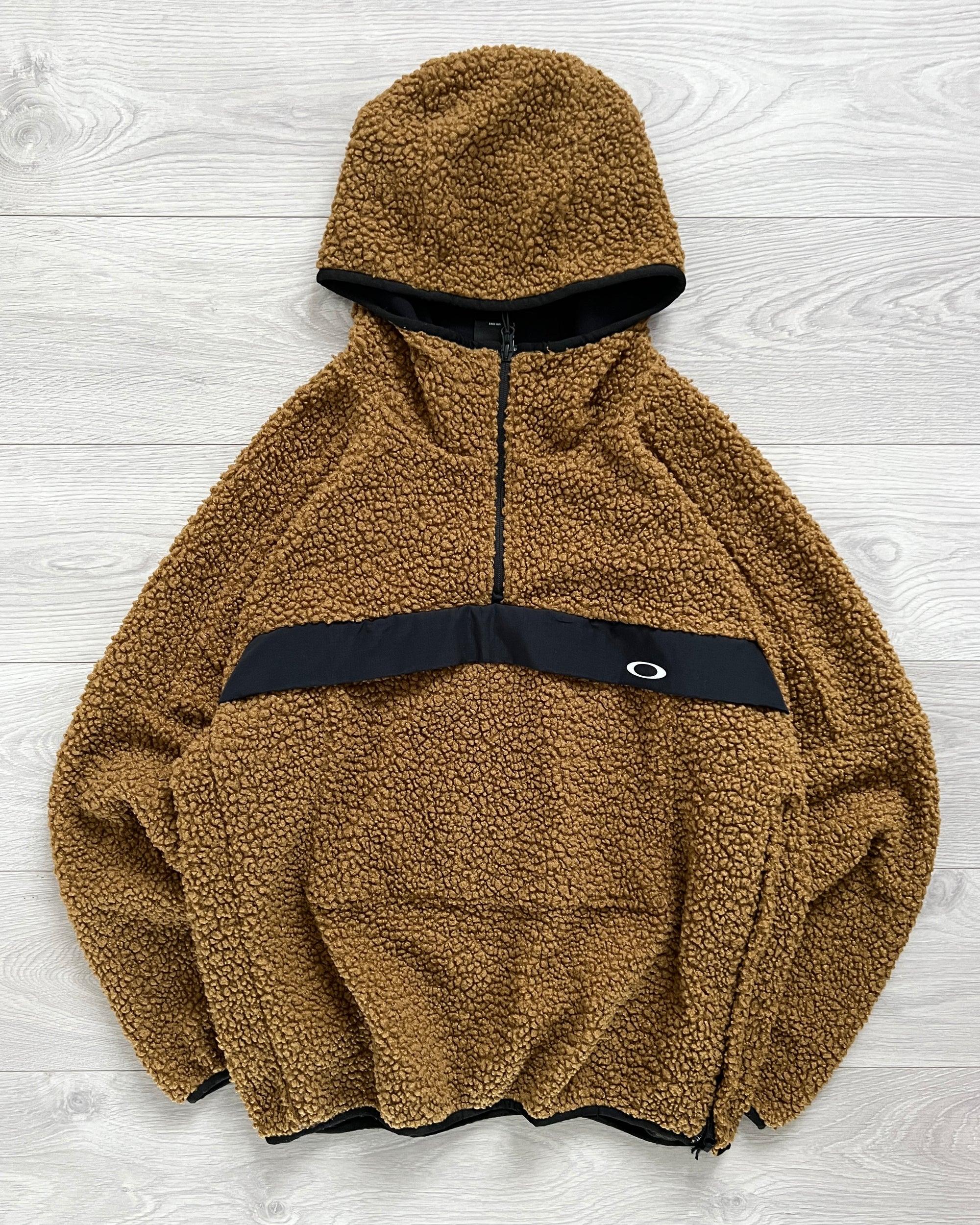 Oakley 1/4 Zip Brown Technical Boa Fleece Anorak - Size L