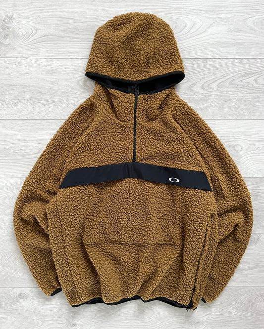 Oakley 1/4 Zip Brown Technical Boa Fleece Anorak - Size S & L