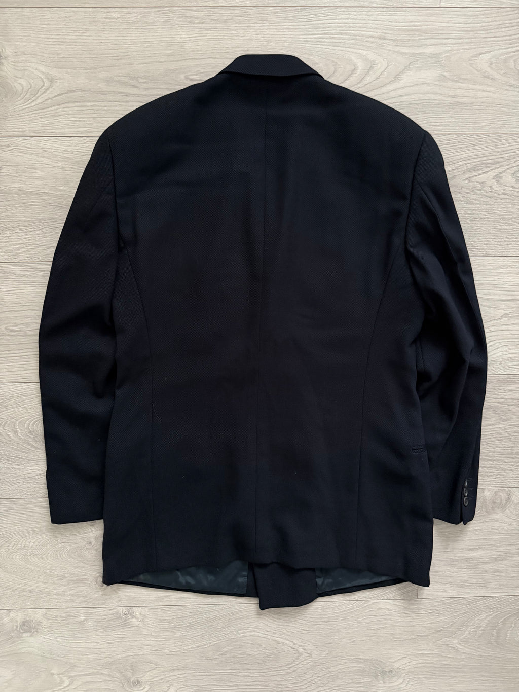 Giorgio Armani 1980s Double Breasted Pleated Wool Suit Navy New - Size L Jacket / 32" Waist