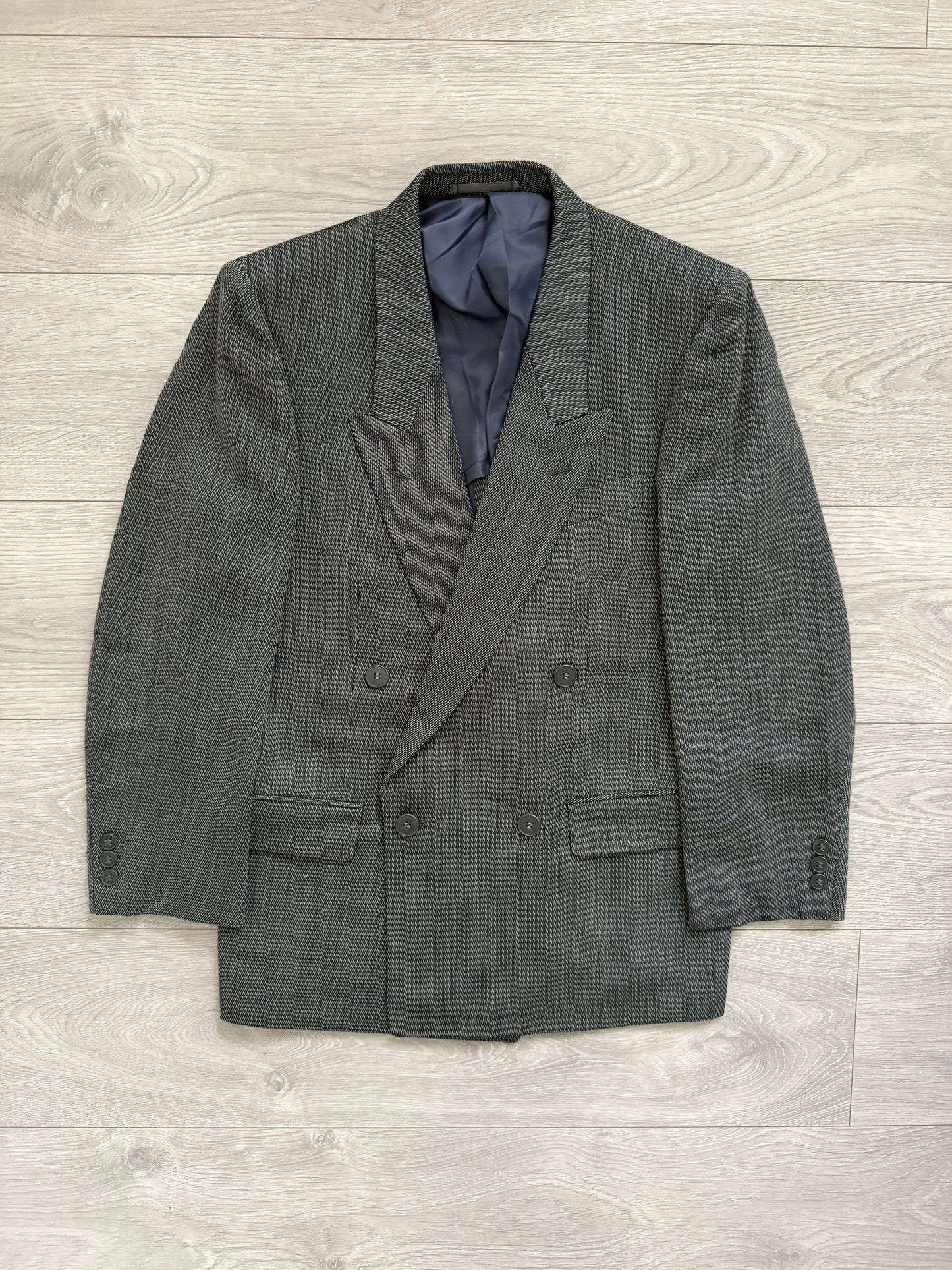 Yves Saint Laurent 1990s Double-Breasted Pleated Wool Suit - Size S Jacket / 30"Waist