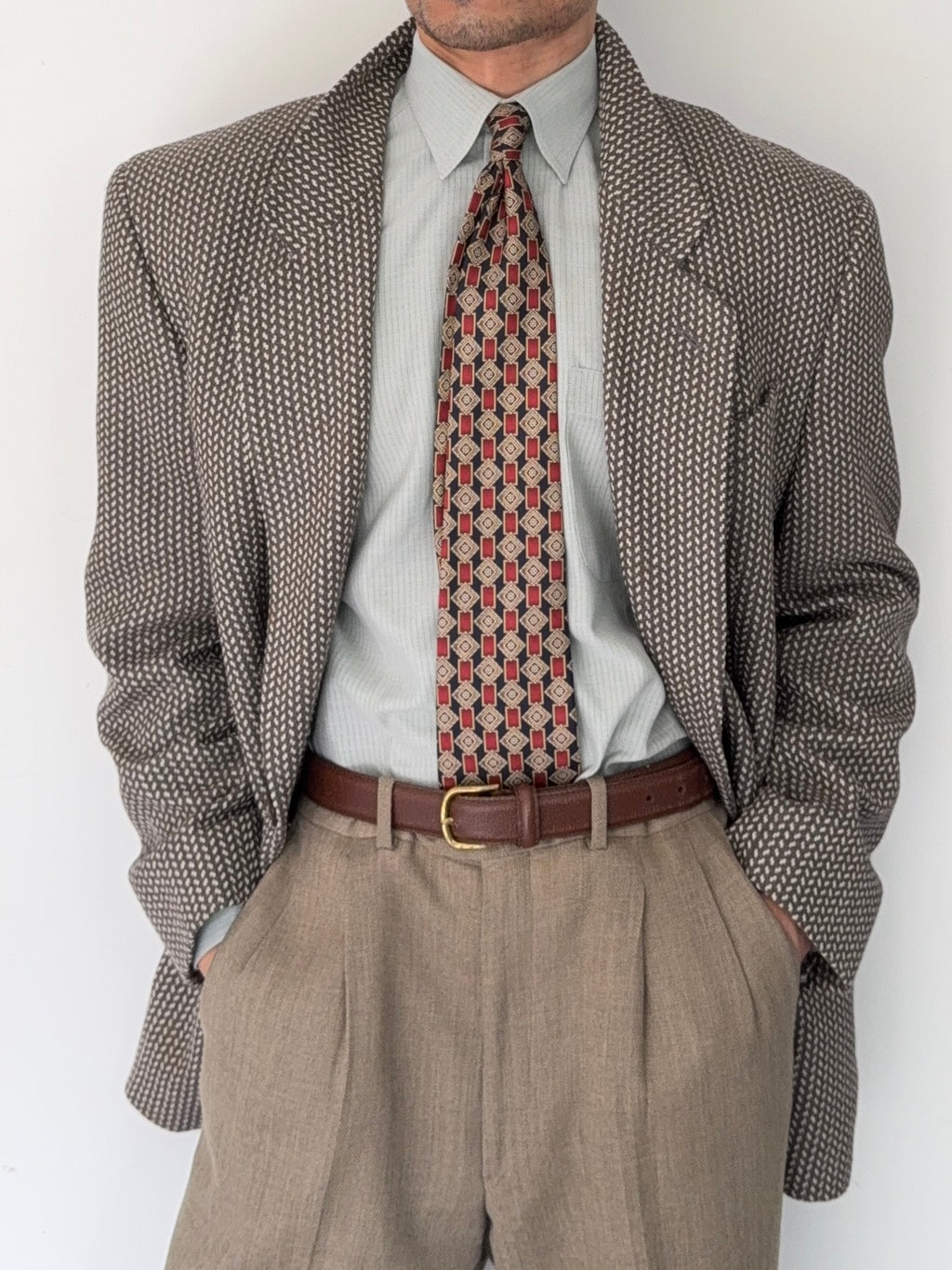 Basile 1980s 2B Textured Wool Sports Jacket Blazer - Size L