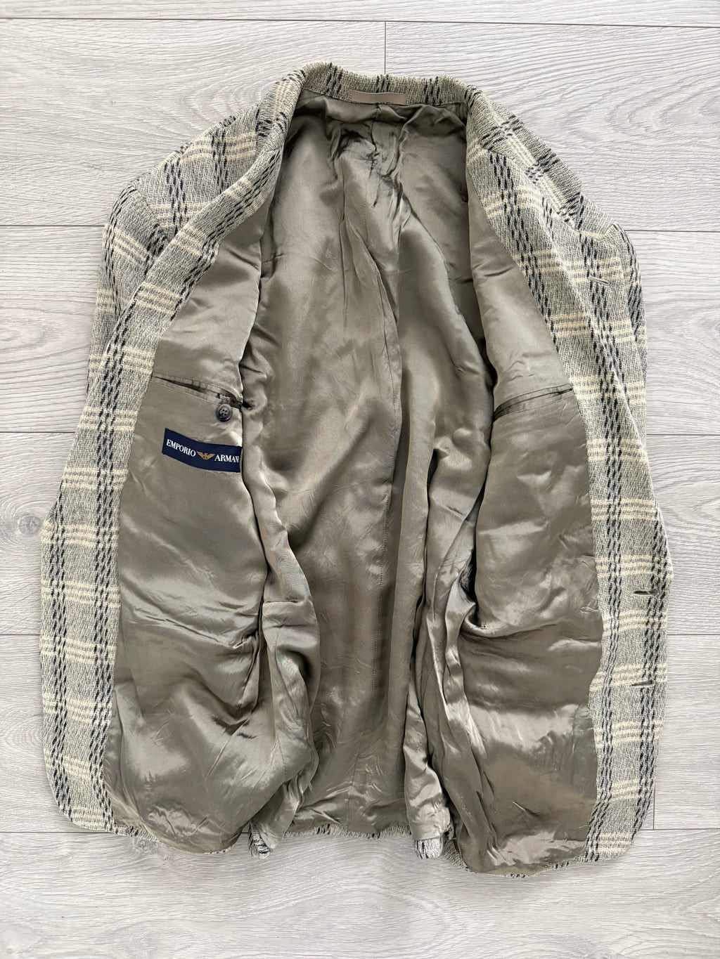 Emporio Armani 1980s 2B Textured Wool Check Sports Jacket Blazer - Size S