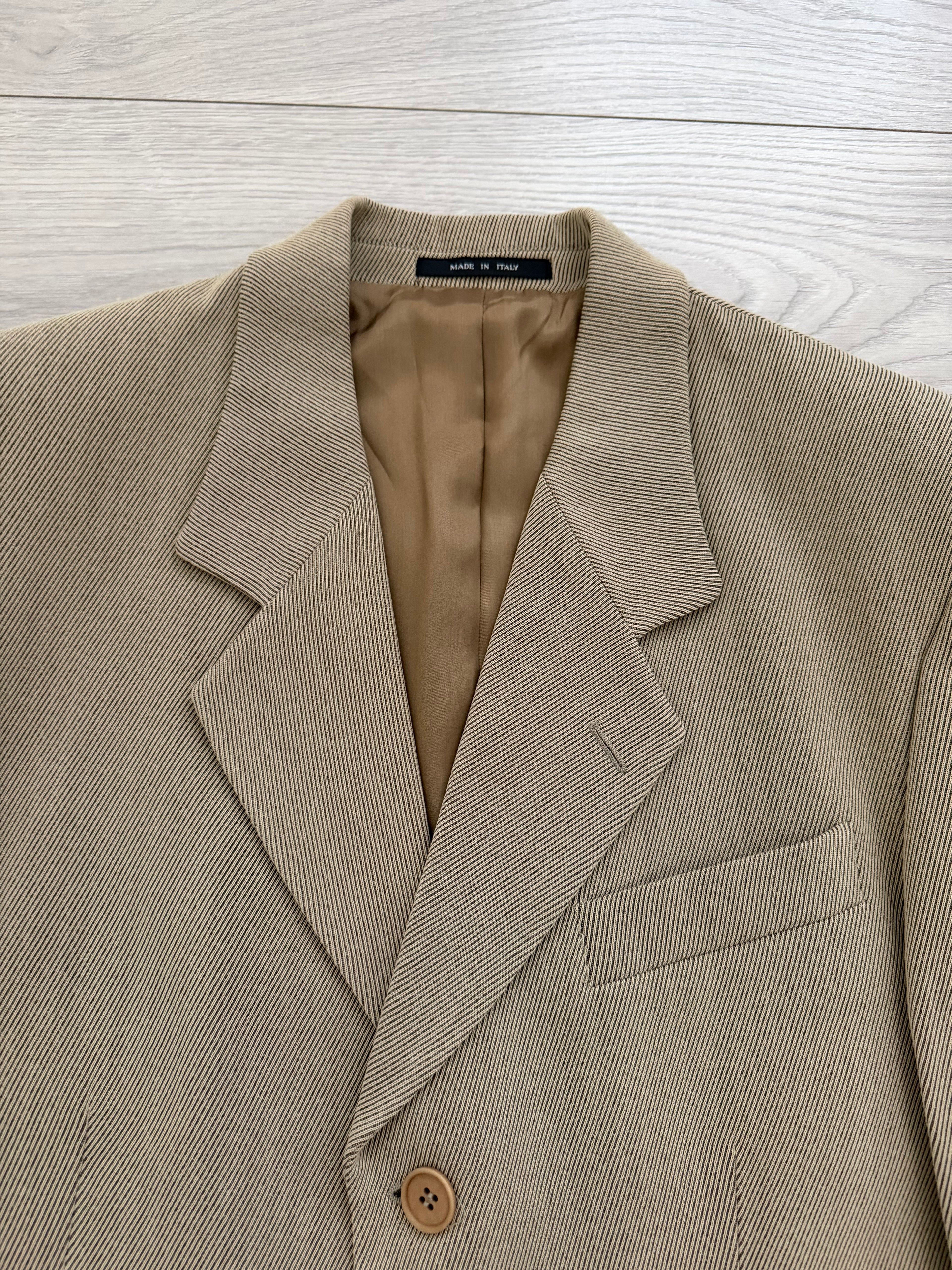 Emporio Armani 1990s Crepe Twill Weave 3B Double-Pleated Suit Sand Beige - Size M Jacket / 32" Waist