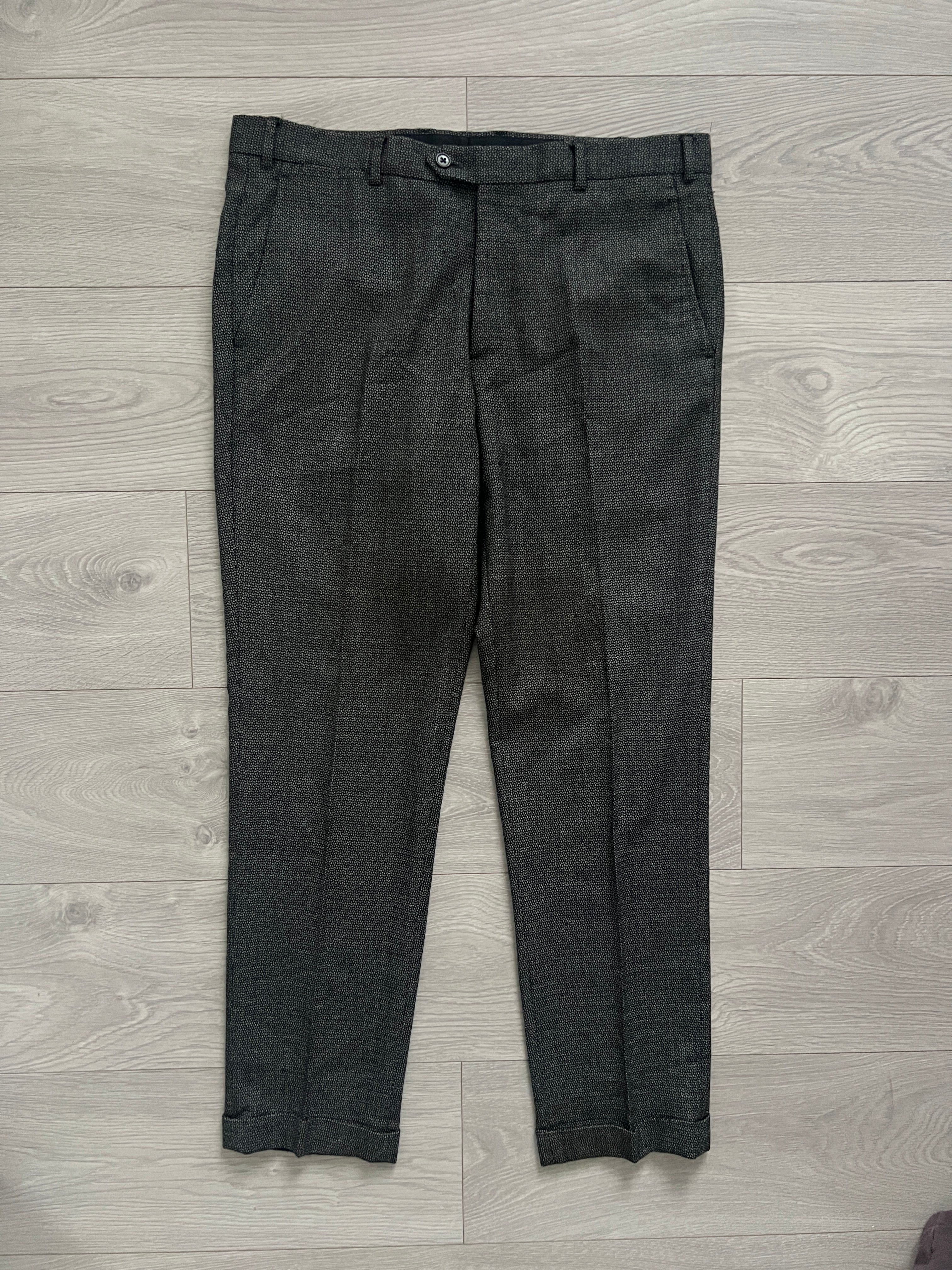 Emporio Armani Textured Wool Grey Suit - Size L Jacket / 34" Waist