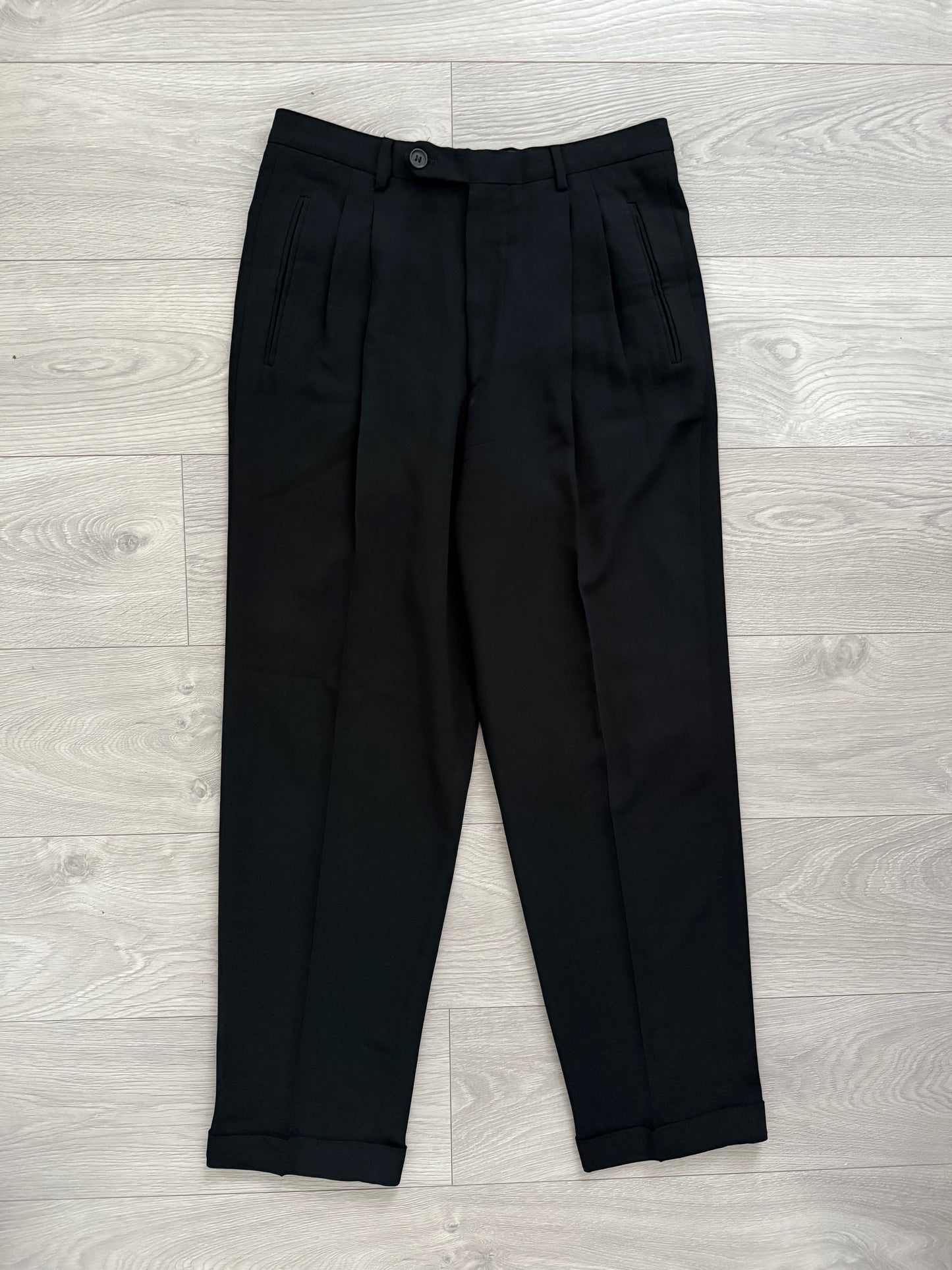 Giorgio Armani 1990s Black Wool Suit - M Jacket / 32" Waist