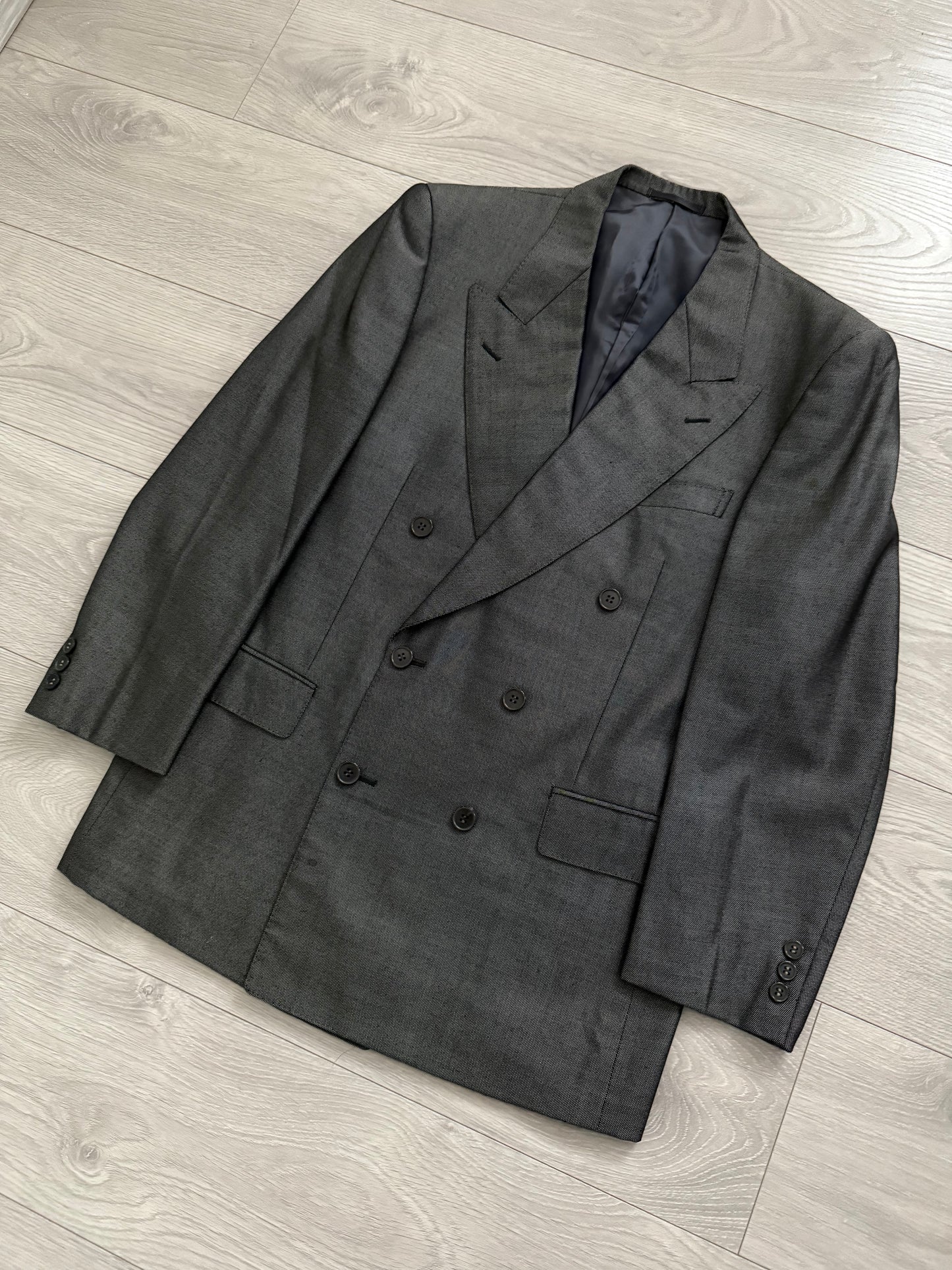 Yves Saint Laurent 1990s Double-Breasted Pleated Wool Suit - Size S Jacket / 30" Waist