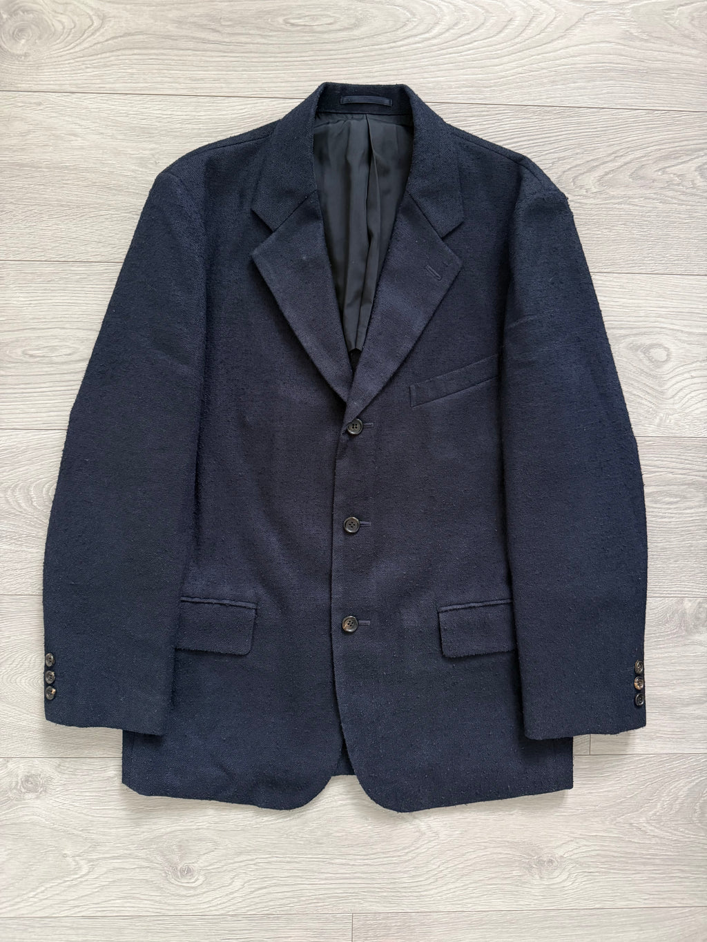 Comme Des Garcons Homme Plus SS1998 Structured Poly 'Pilled' Blue Suit - Size M Jacket / 32" Waist