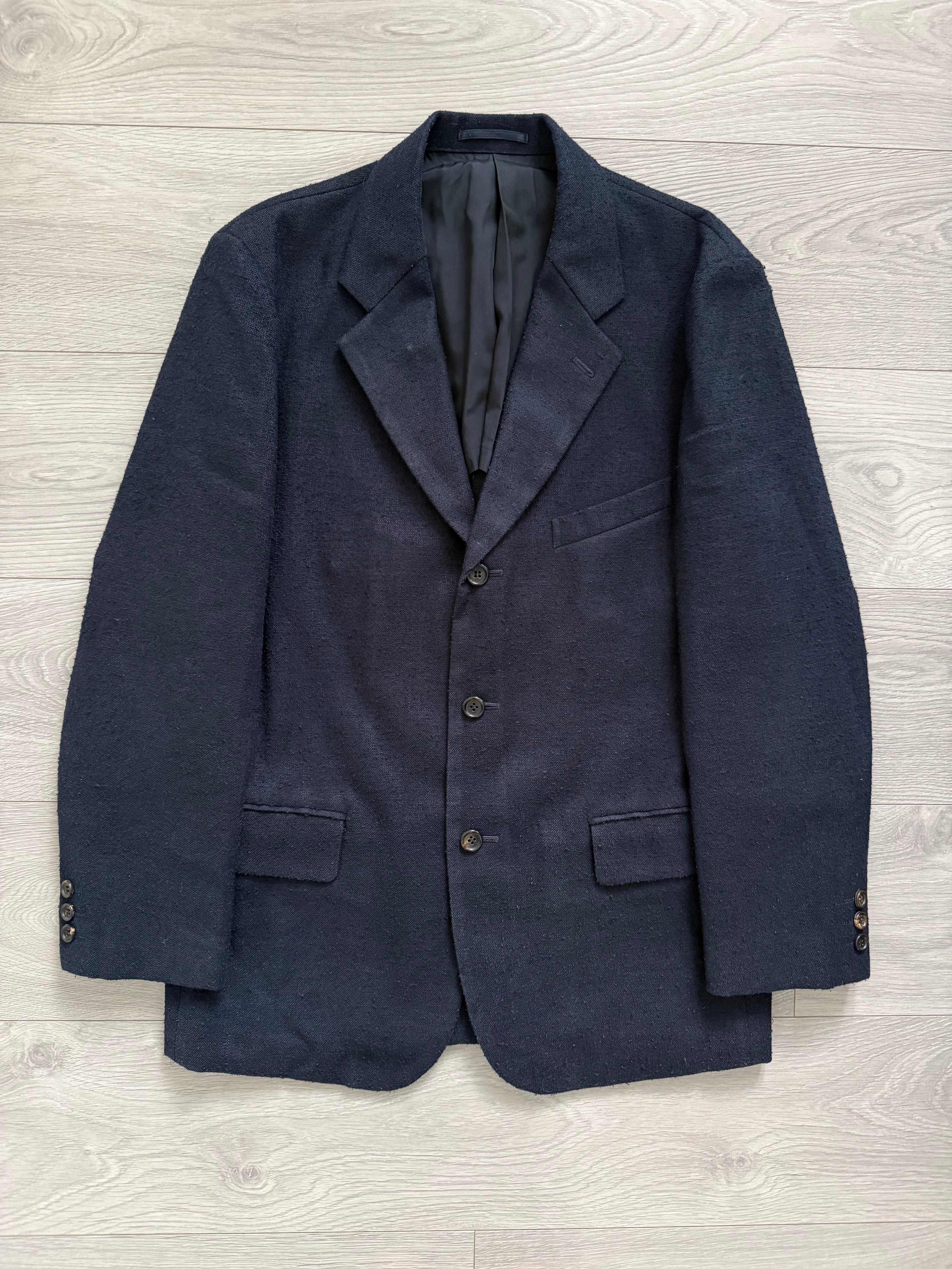 Comme Des Garcons Homme Plus SS1998 Structured Poly 'Pilled' Blue Suit - Size M Jacket / 32" Waist