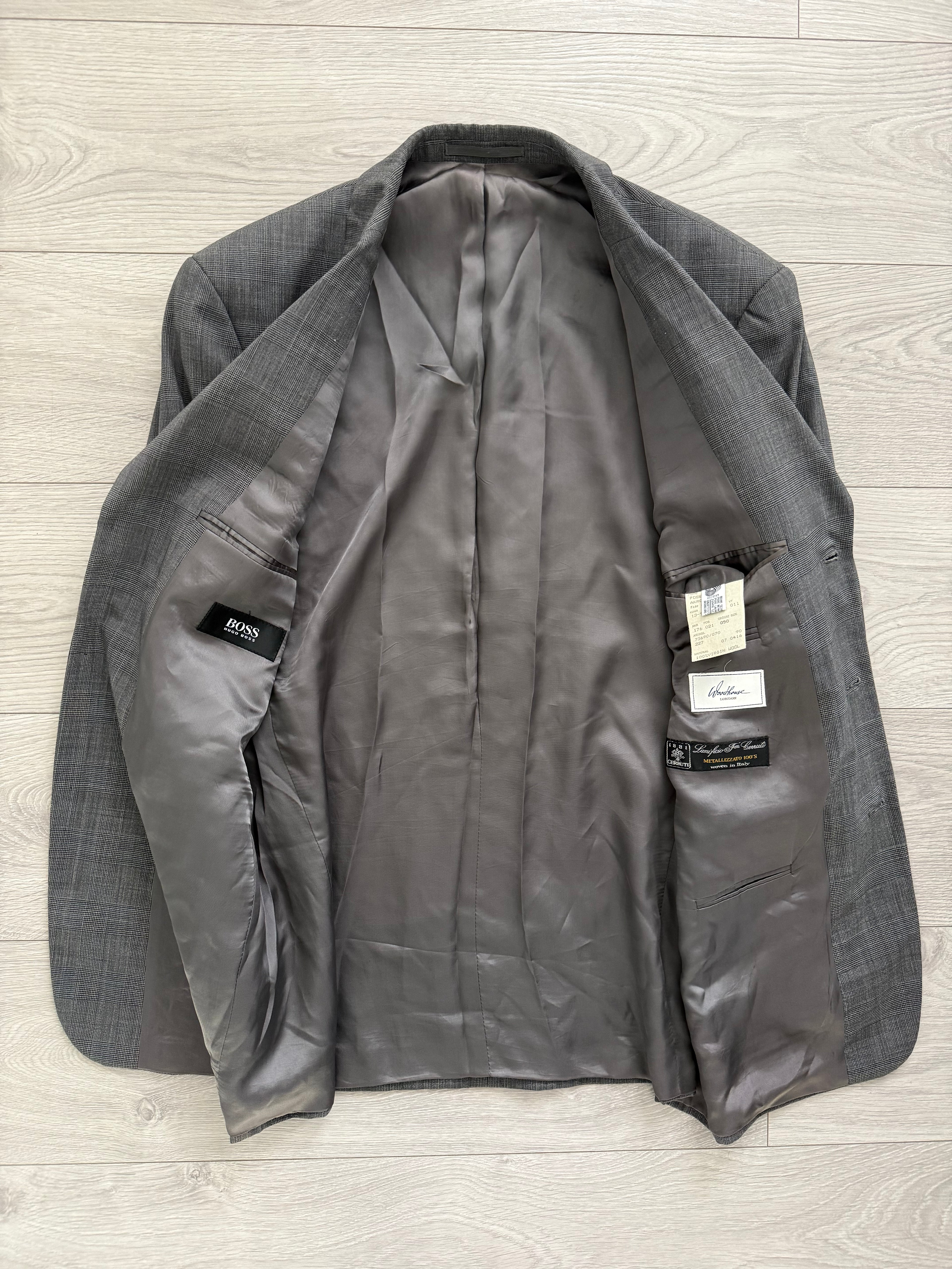 Hugo Boss 1980s 'Poseidon' 3B Pleated Wool Grey Suit - Size L Jacket / 34" Waist