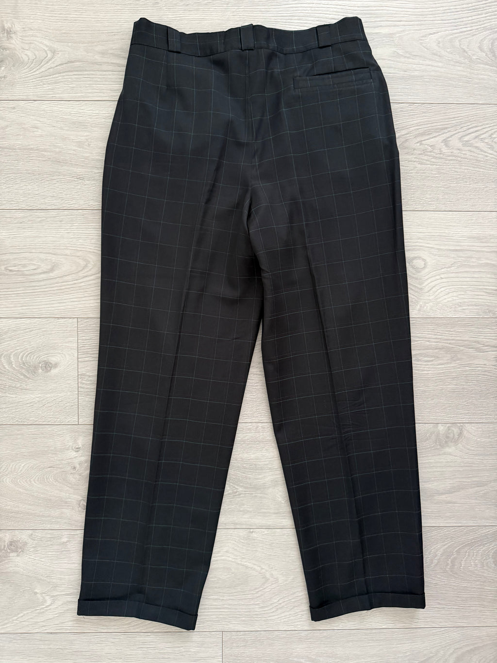 Versace 1980s Notch Lapel Double Breasted Pleated Wool Check Suit Black - Size M Jacket / 32" Waist