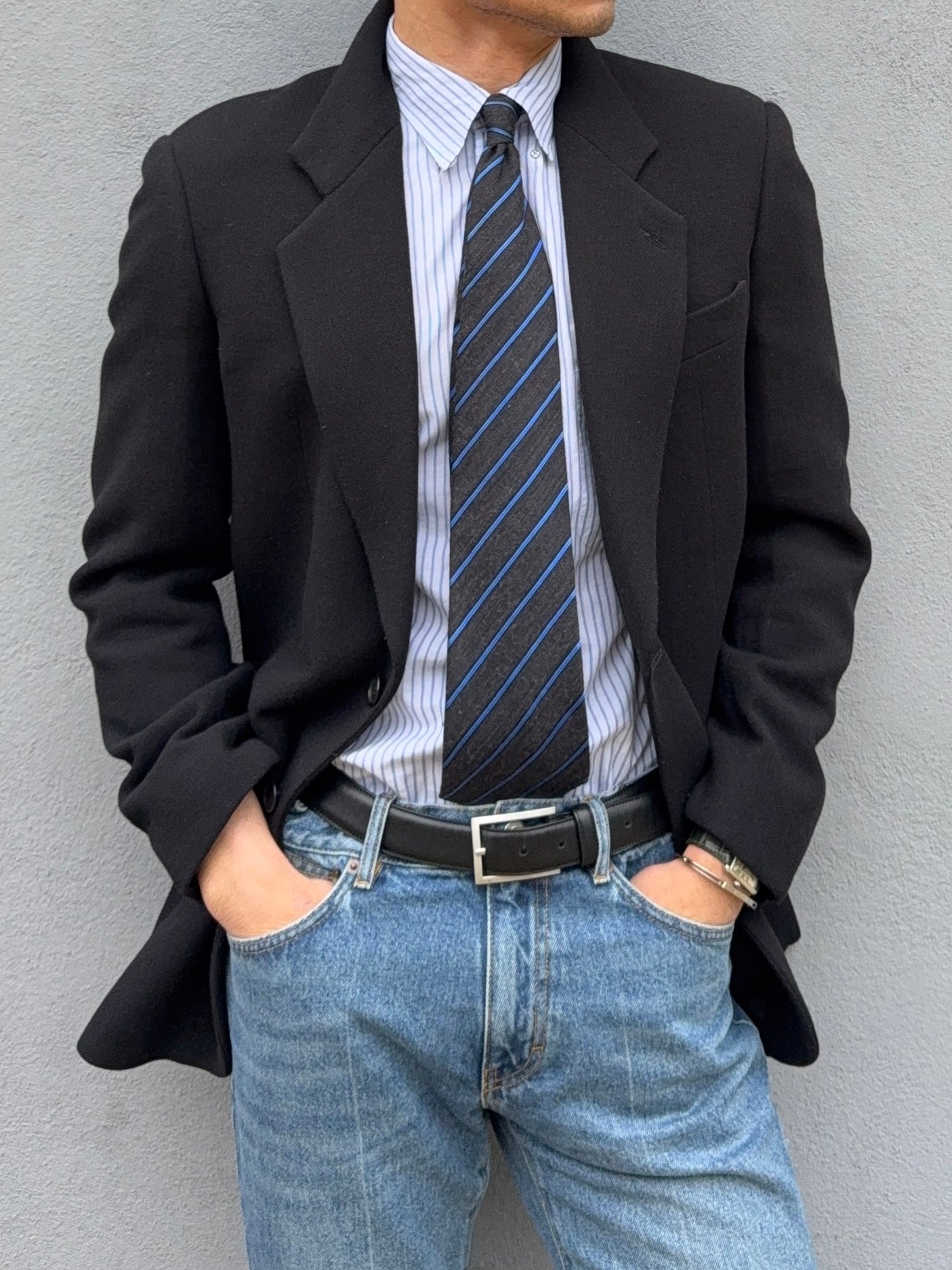Giorgio Armani 1990s Black Wool Blend Sports Jacket Blazer - Size S