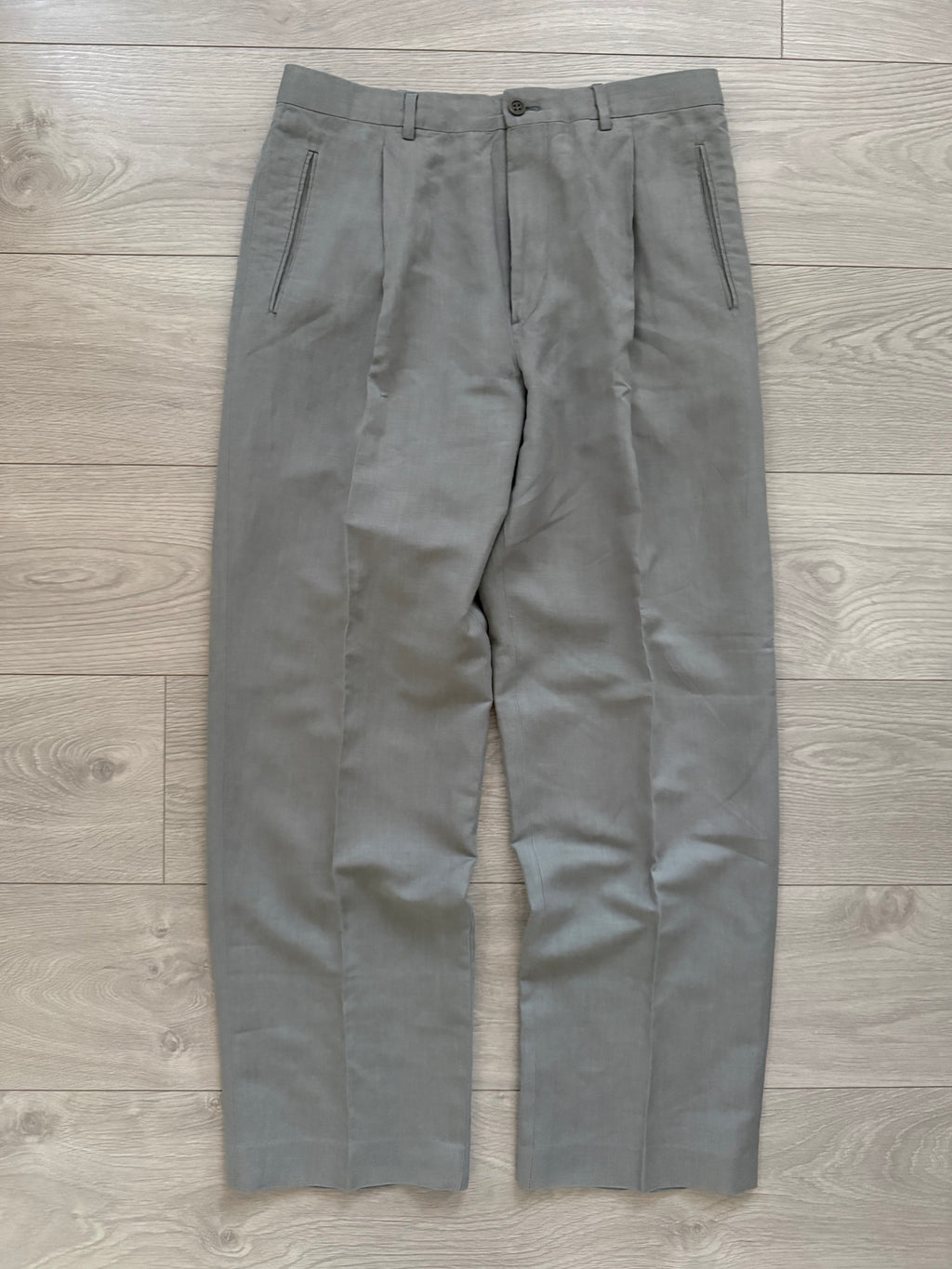 Giorgio Armani 1980s 3B Linen Blend Suit Grey - Size L Jacket / 32" Waist